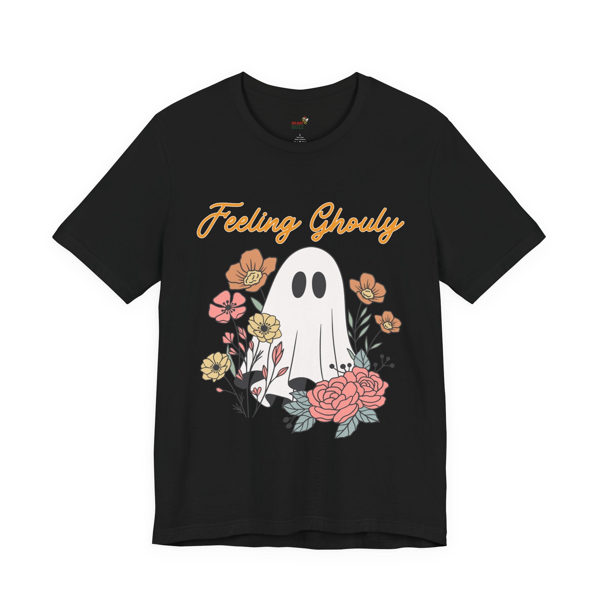 Feeling Ghouly Halloween T-Shirt – Cute Floral Ghost Tee | Fall Aesthetic Shirt | Cozy Spooky Season Outfit