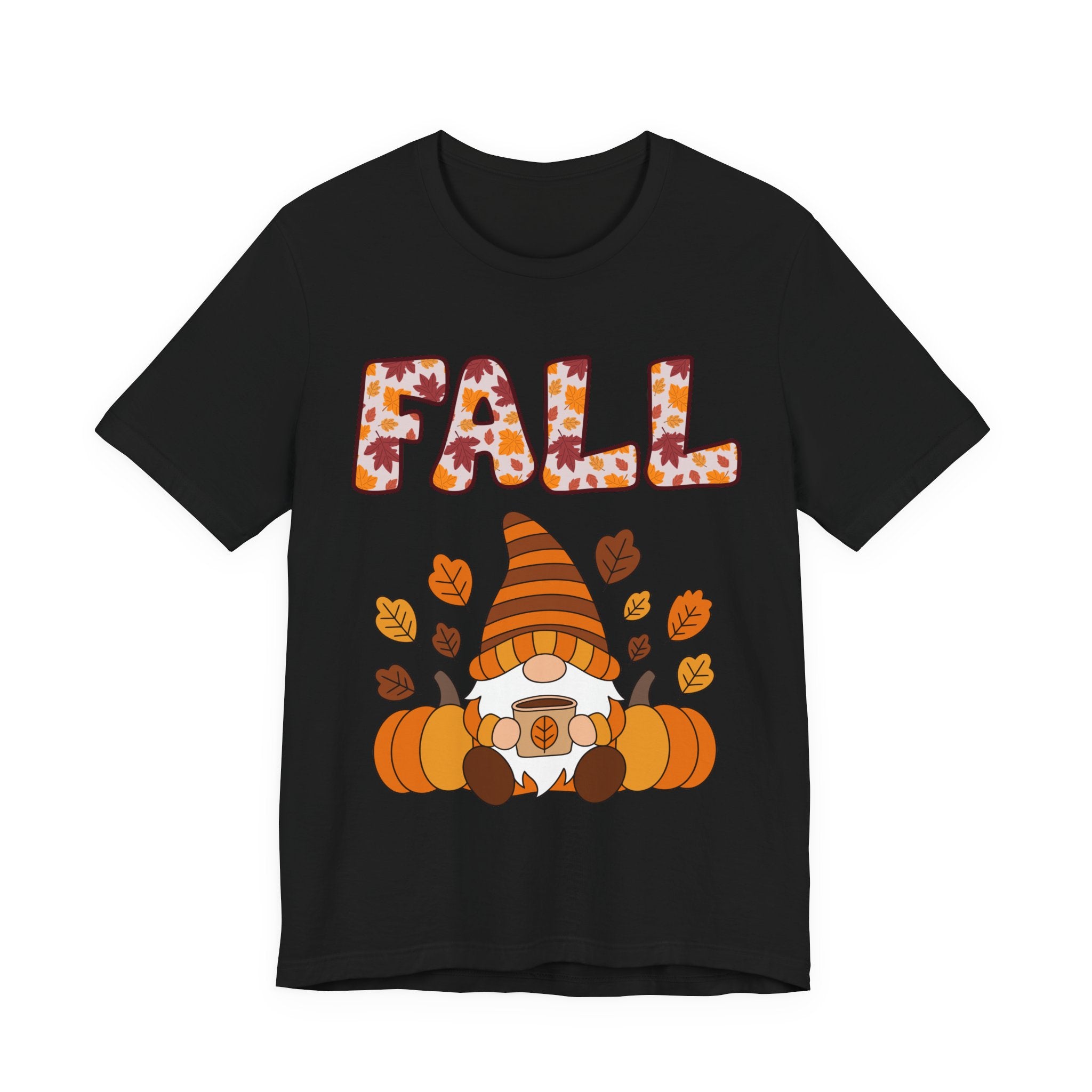 Fall Gnome Shirt – Cozy Autumn Coffee Tee | Cute Pumpkin and Leaves T-Shirt for Women