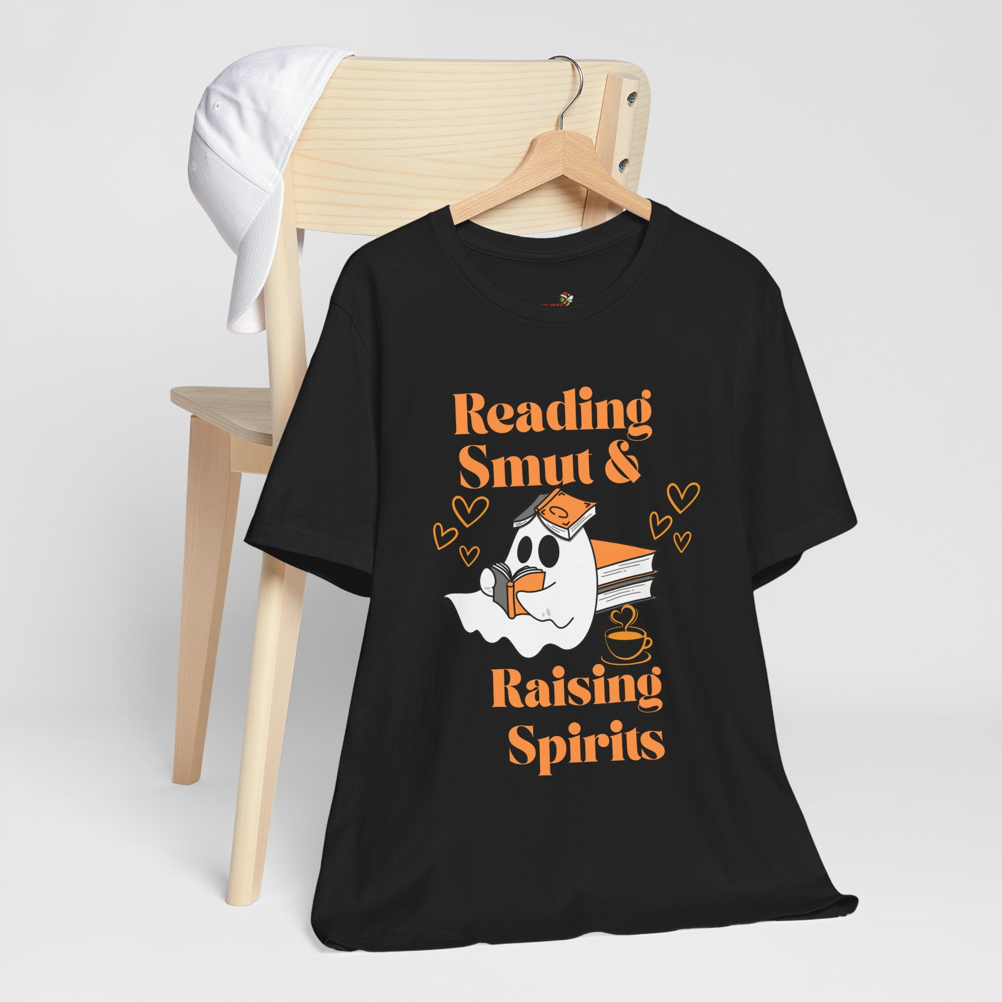 Reading Smut & Raising Spirits Shirt | Funny Ghost Book Lover Tee | Cozy Halloween T-Shirt for Women & Readers
