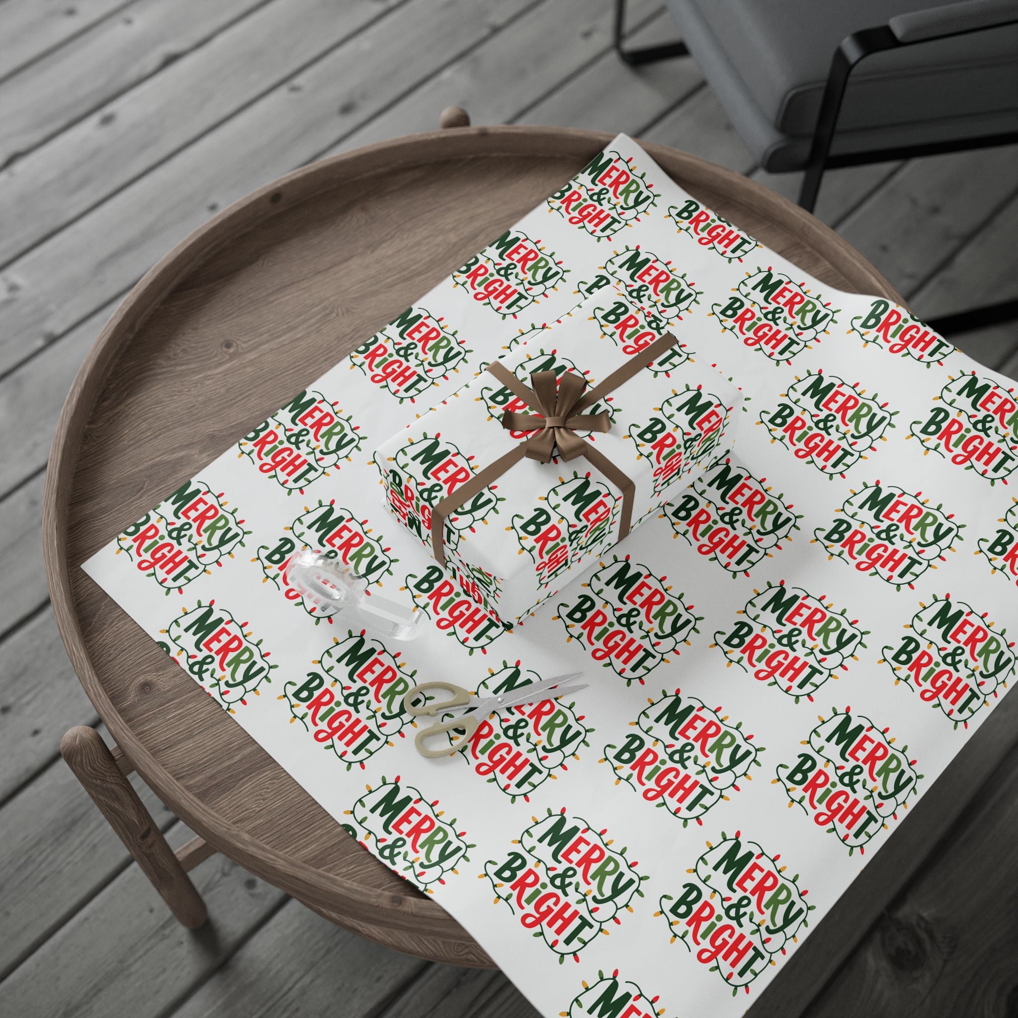 Merry & Bright Wrapping Paper - Festive Gift Wrap for Holiday Cheer