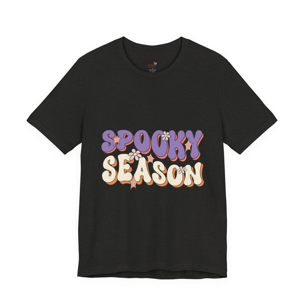 Spooky Season Retro Halloween T-Shirt – Groovy Fall Graphic Tee | Vintage Floral Halloween Shirt | Cute Aesthetic Autumn Top