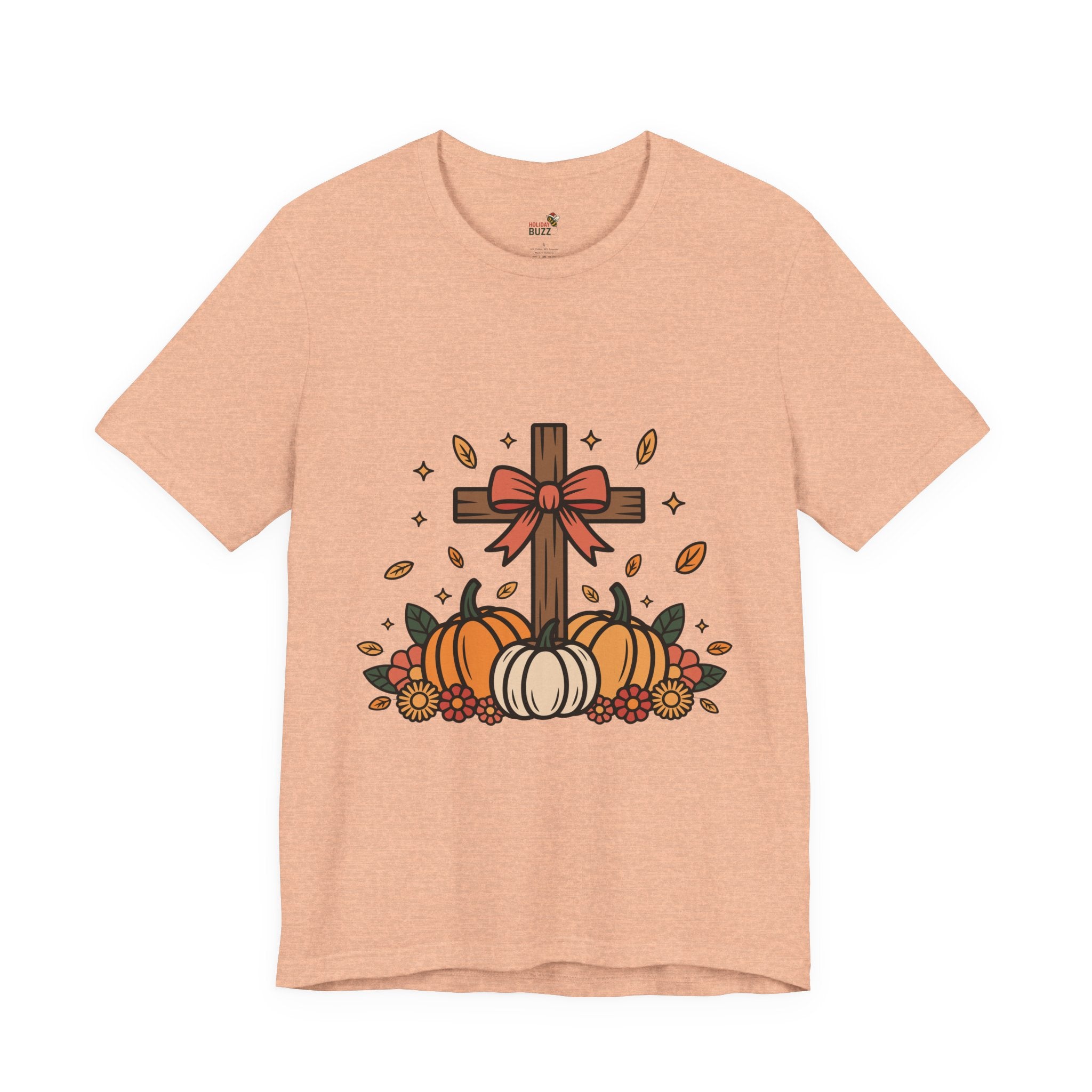 Faith & Fall Cross Tee – Christian Thanksgiving Shirt | Grateful Heart Fall Graphic Tee