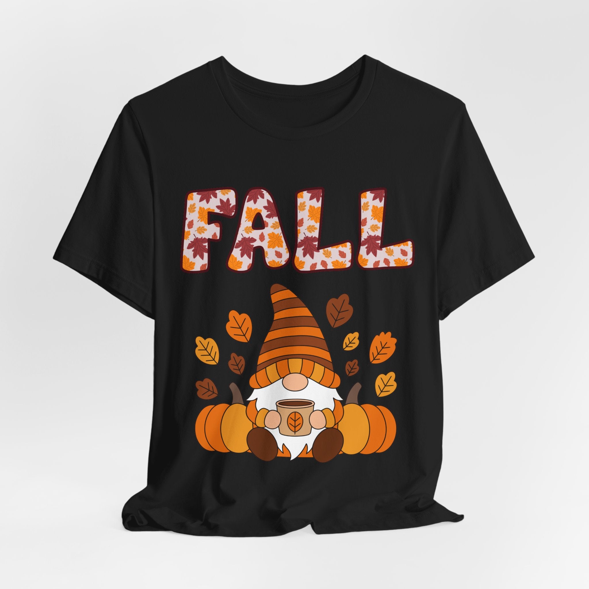 Fall Gnome Shirt – Cozy Autumn Coffee Tee | Cute Pumpkin and Leaves T-Shirt for Women