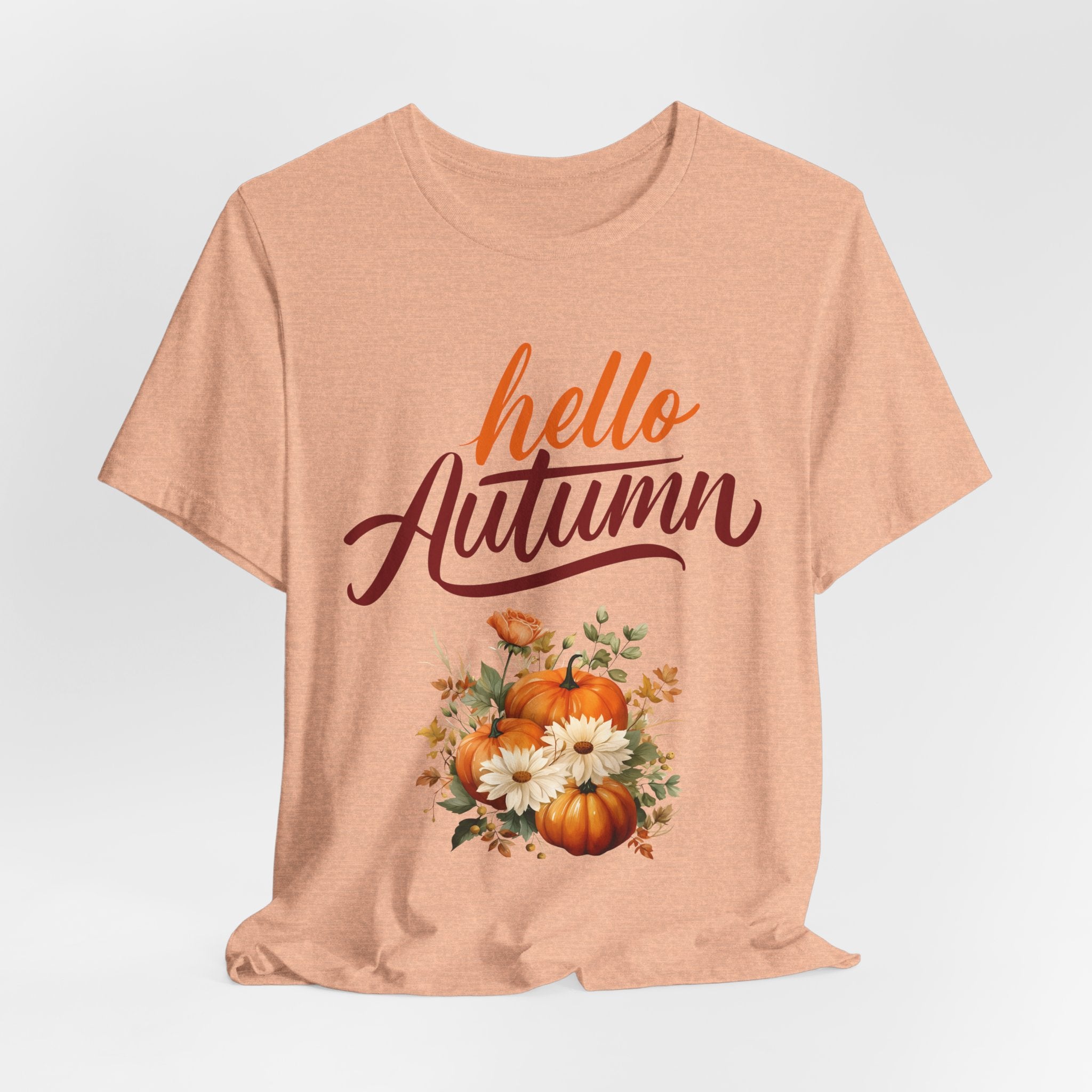 Hello Autumn Fall Shirt – Pumpkin Floral Tee | Cozy Thanksgiving Outfit for Women