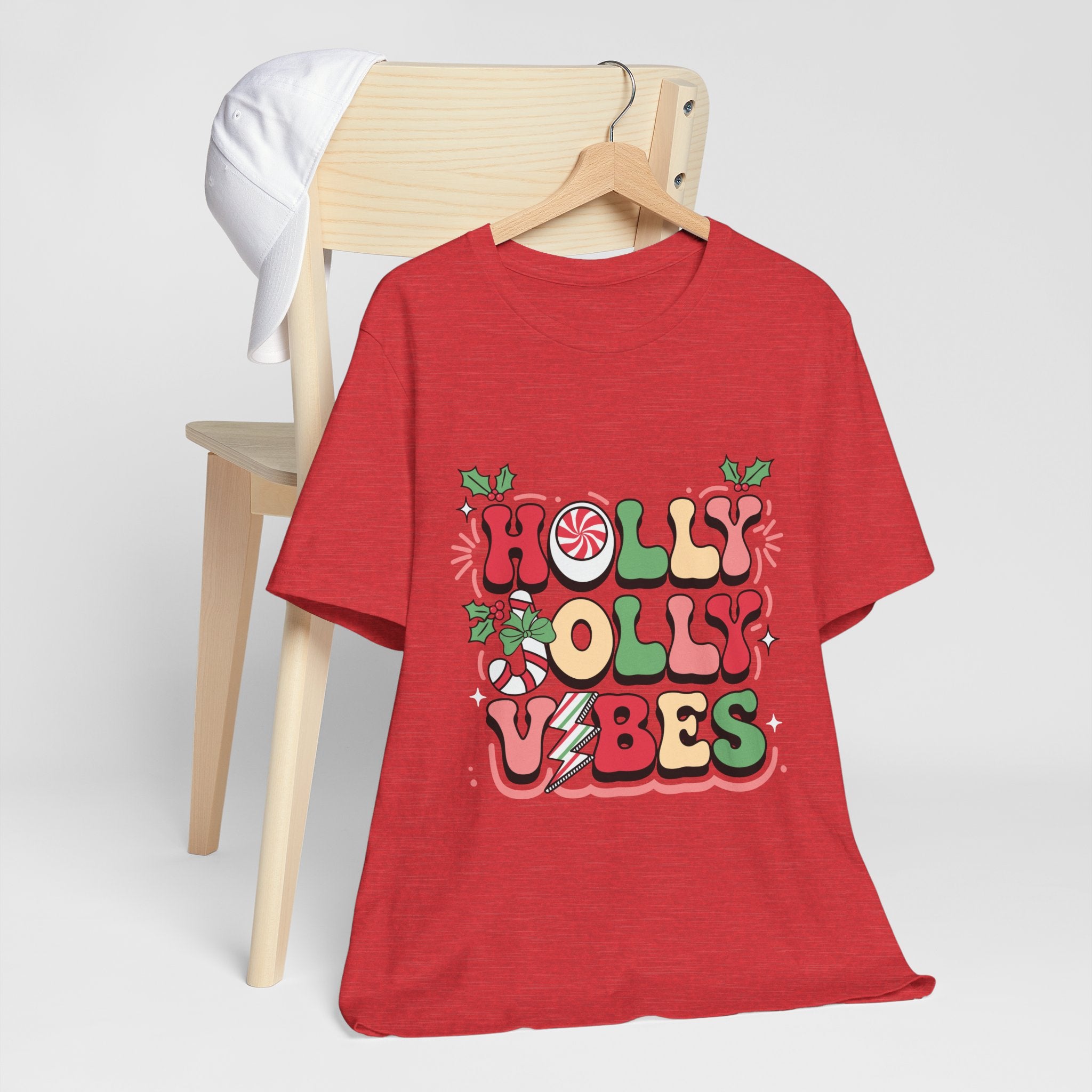 Holly Jolly Vibes Retro Christmas T-Shirt – Festive Holiday Tee | Groovy Christmas Shirt for Women & Men