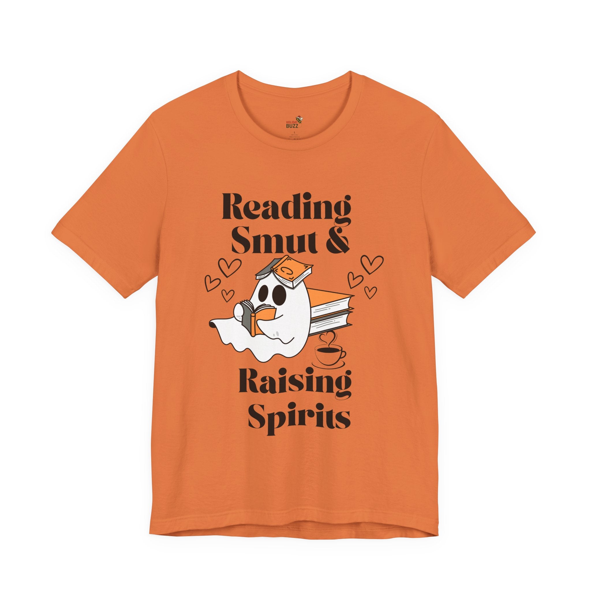 Reading Smut & Raising Spirits Shirt | Funny Ghost Book Lover Tee | Cozy Halloween T-Shirt for Women & Readers