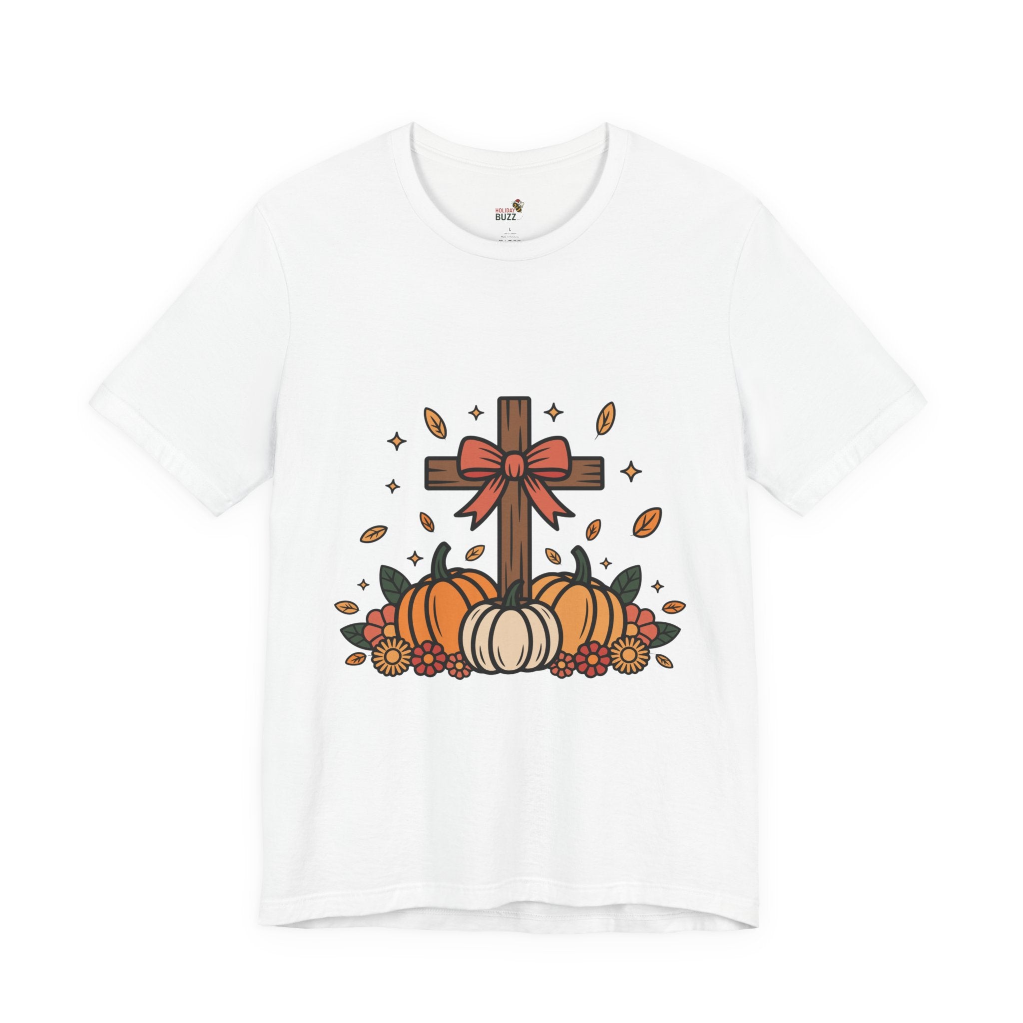 Faith & Fall Cross Tee – Christian Thanksgiving Shirt | Grateful Heart Fall Graphic Tee