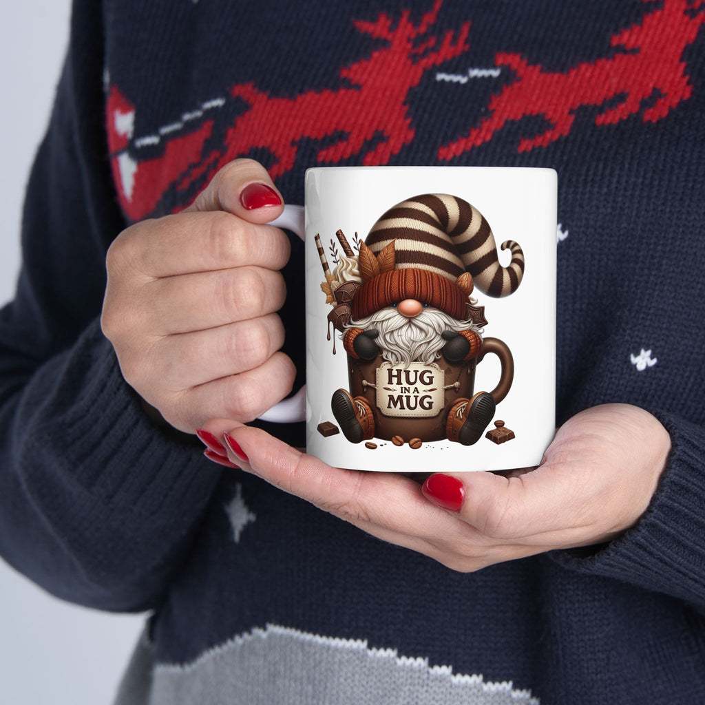 Hug in a Mug Coffee Cup – Cozy Gnome Mug | Cute Holiday Gift for Coffee & Cocoa Lovers