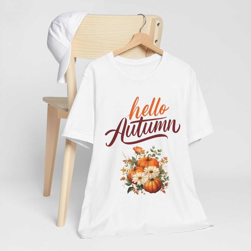 Hello Autumn Fall Shirt – Pumpkin Floral Tee | Cozy Thanksgiving Outfit for Women