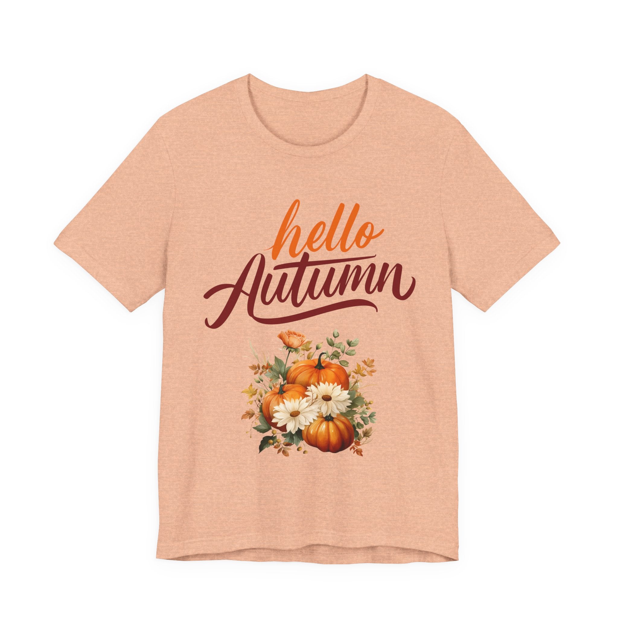 Hello Autumn Fall Shirt – Pumpkin Floral Tee | Cozy Thanksgiving Outfit for Women
