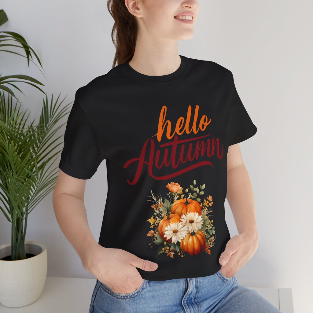 Hello Autumn Fall Shirt – Pumpkin Floral Tee | Cozy Thanksgiving Outfit for Women