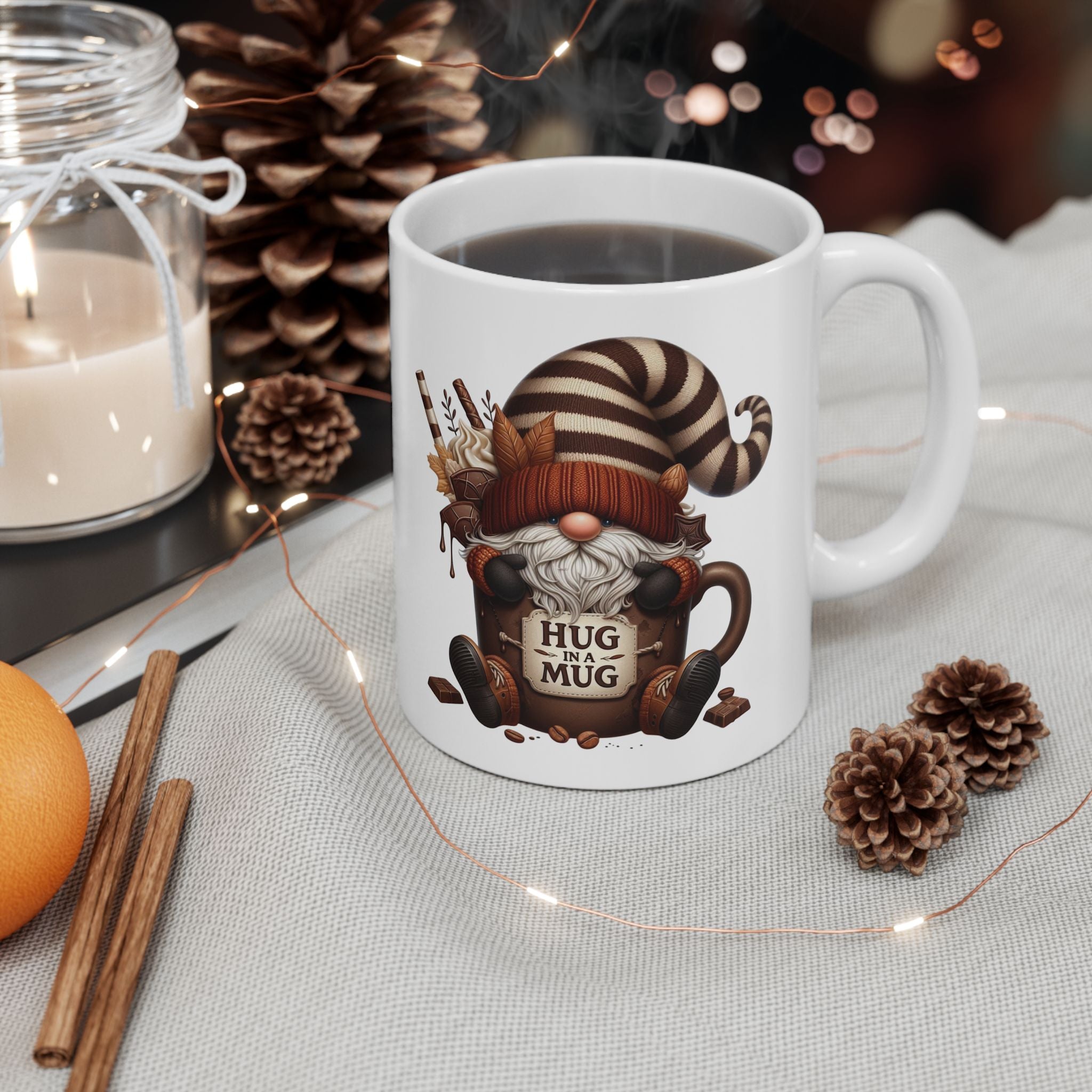 Hug in a Mug Coffee Cup – Cozy Gnome Mug | Cute Holiday Gift for Coffee & Cocoa Lovers