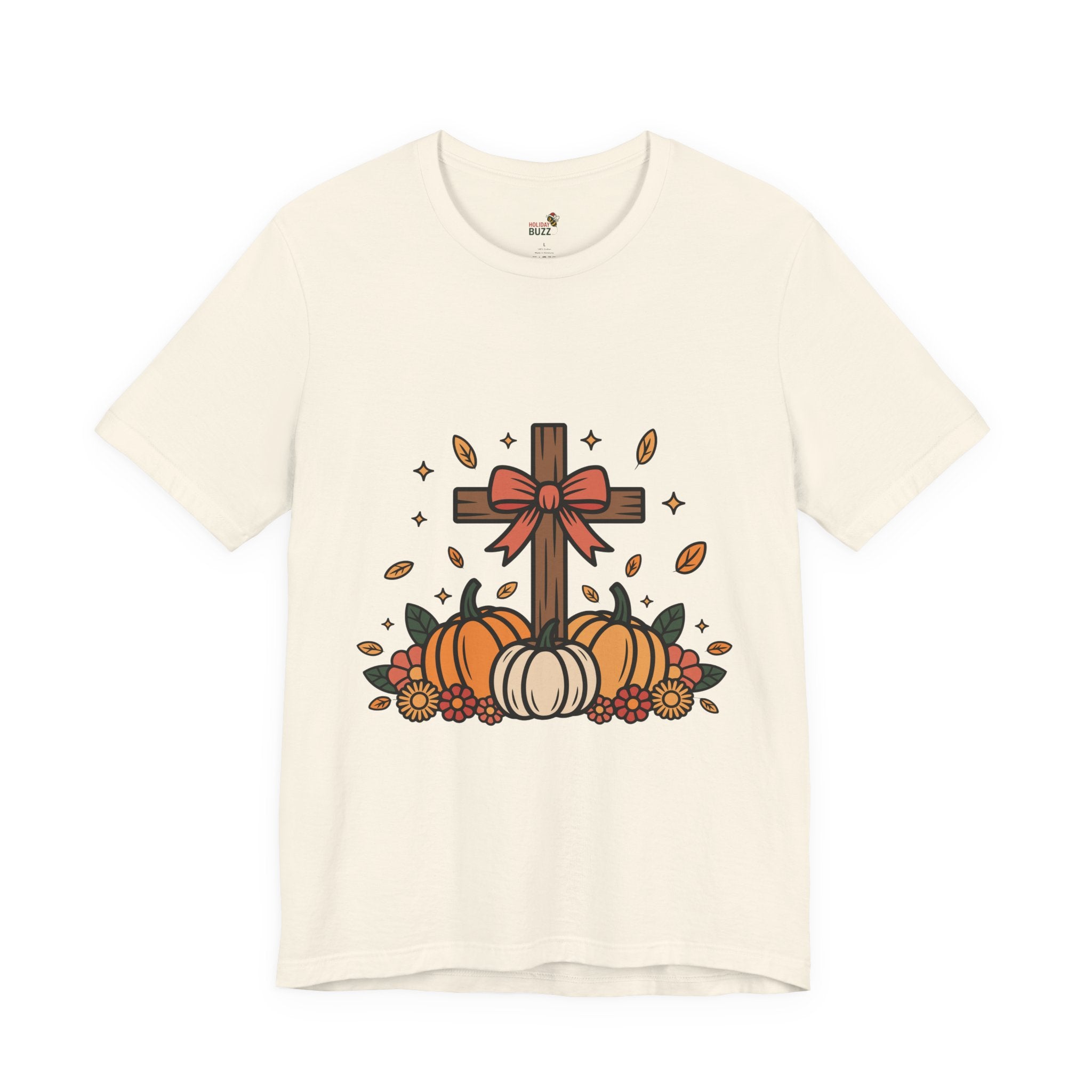 Faith & Fall Cross Tee – Christian Thanksgiving Shirt | Grateful Heart Fall Graphic Tee