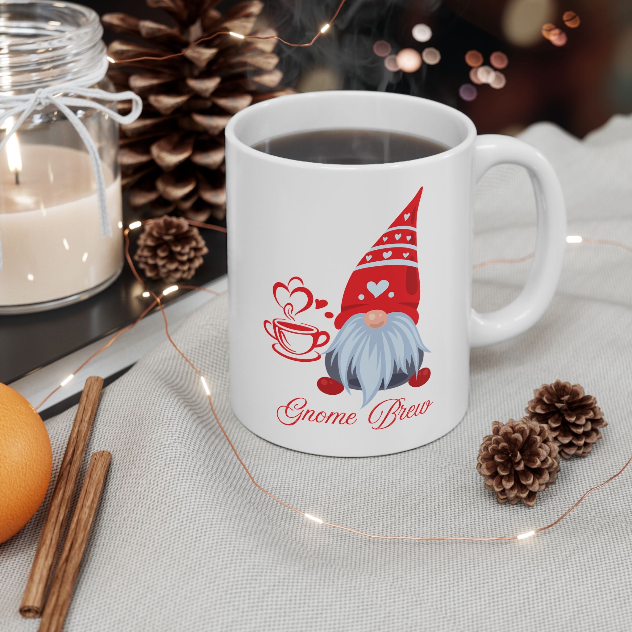 Gnome Brew Coffee Mug – Cute Holiday Gnome Cup | Christmas Gift for Coffee Lovers & Winter Mornings