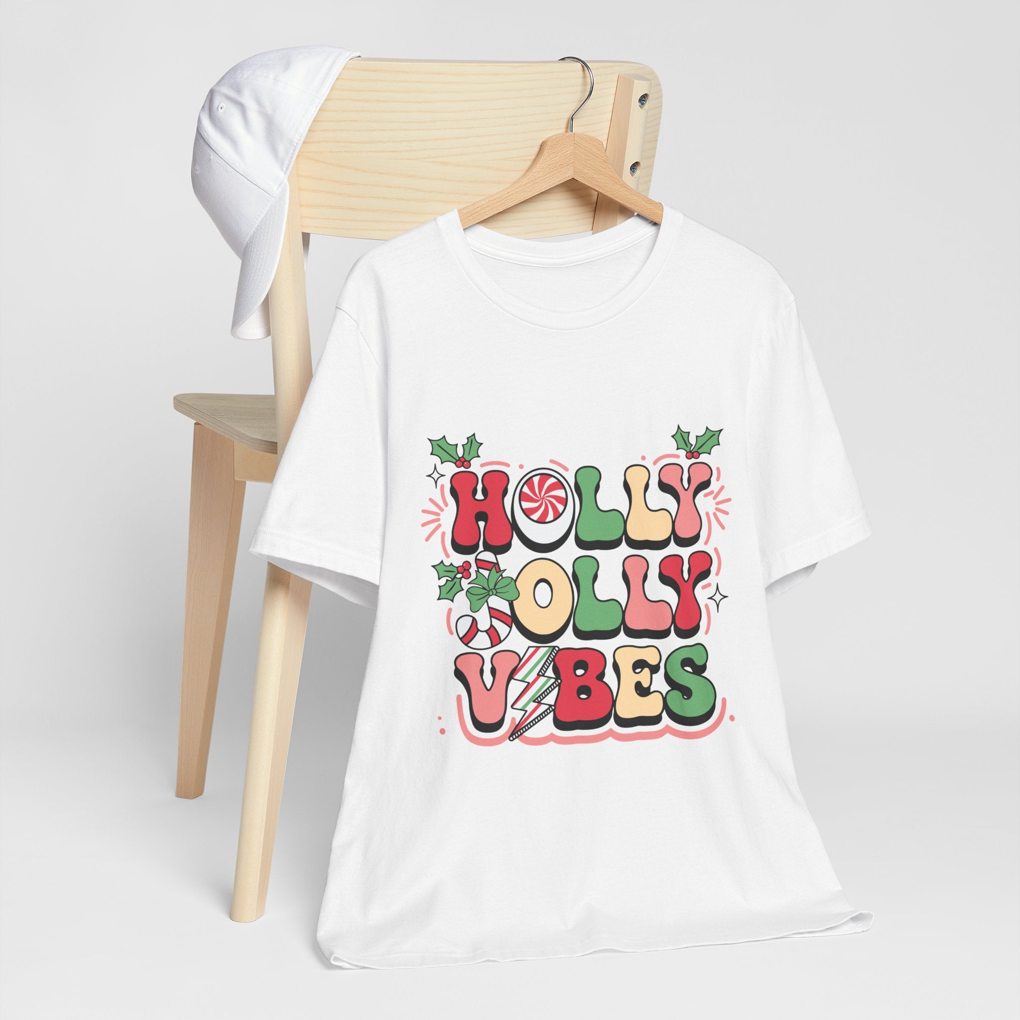 Holly Jolly Vibes Retro Christmas T-Shirt – Festive Holiday Tee | Groovy Christmas Shirt for Women & Men