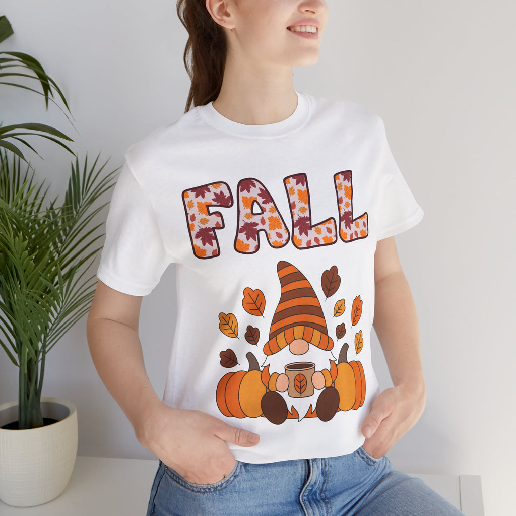 Fall Gnome Shirt – Cozy Autumn Coffee Tee | Cute Pumpkin and Leaves T-Shirt for Women