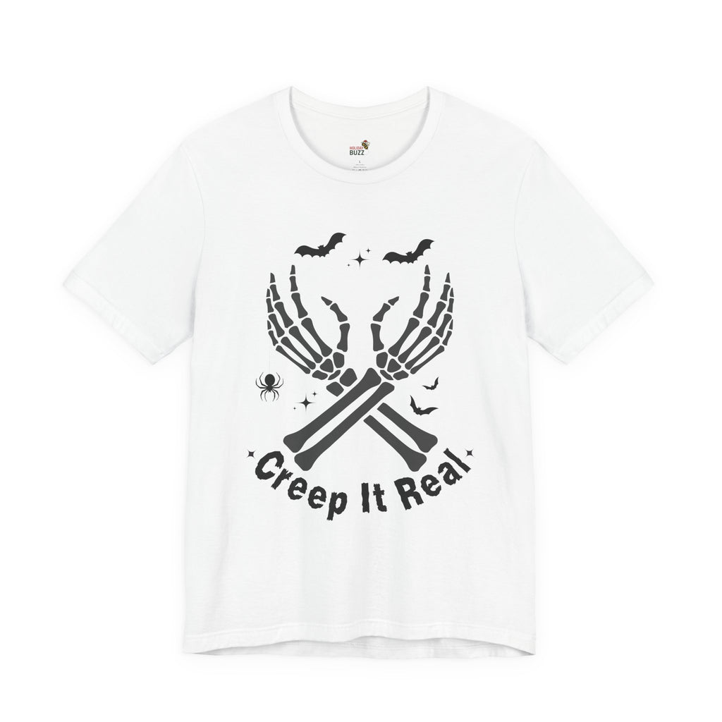 Creep It Real Halloween T-Shirt – Skeleton Hands Graphic Tee | Funny Spooky Season Shirt | Cute Creepy Fall Outfit