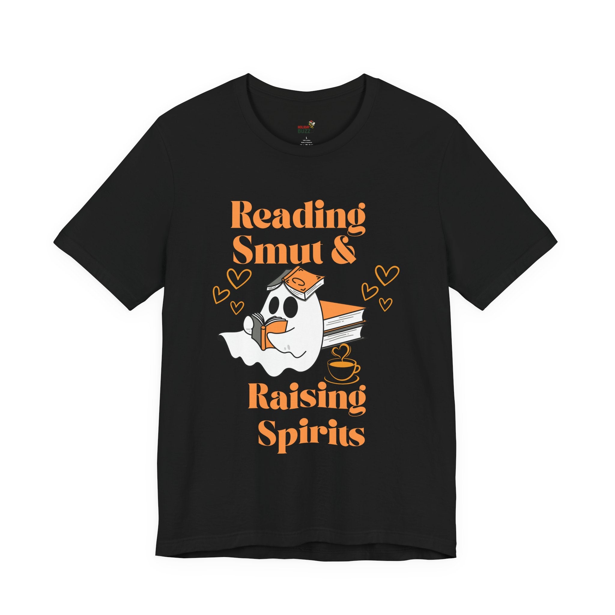 Reading Smut & Raising Spirits Shirt | Funny Ghost Book Lover Tee | Cozy Halloween T-Shirt for Women & Readers