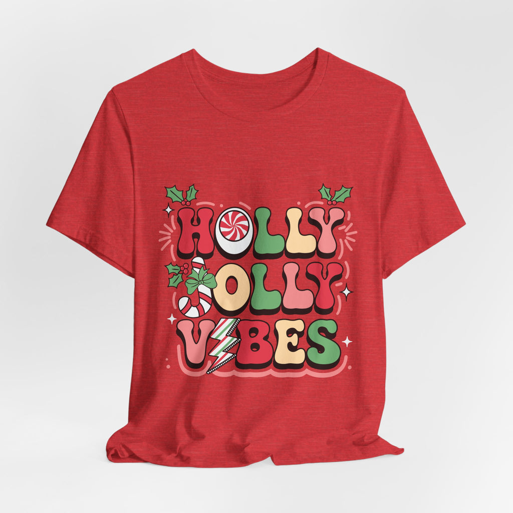 Holly Jolly Vibes Retro Christmas T-Shirt – Festive Holiday Tee | Groovy Christmas Shirt for Women & Men