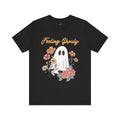 Feeling Ghouly Halloween T-Shirt – Cute Floral Ghost Tee | Fall Aesthetic Shirt | Cozy Spooky Season Outfit