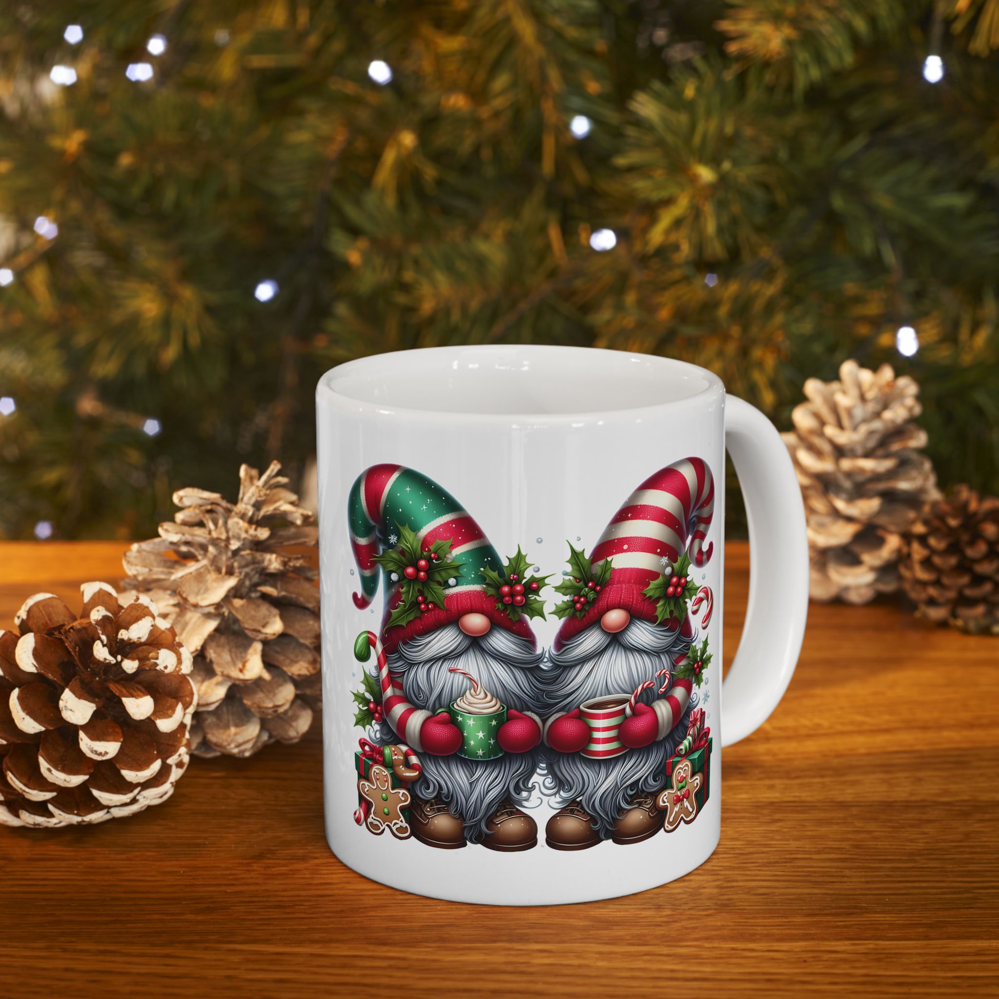 Festive Gnome Ceramic Mug - Holiday Cheer for Coffee Lovers