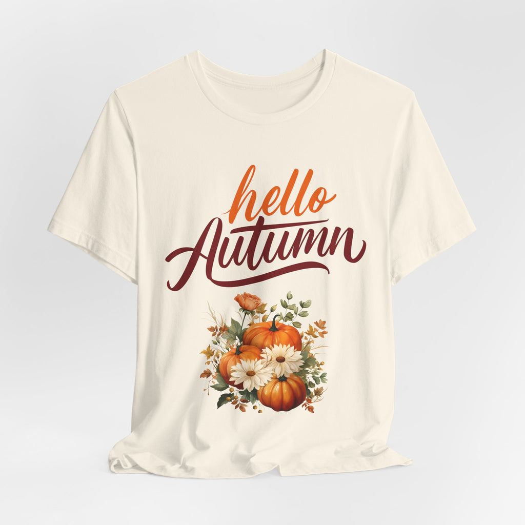 Hello Autumn Fall Shirt – Pumpkin Floral Tee | Cozy Thanksgiving Outfit for Women