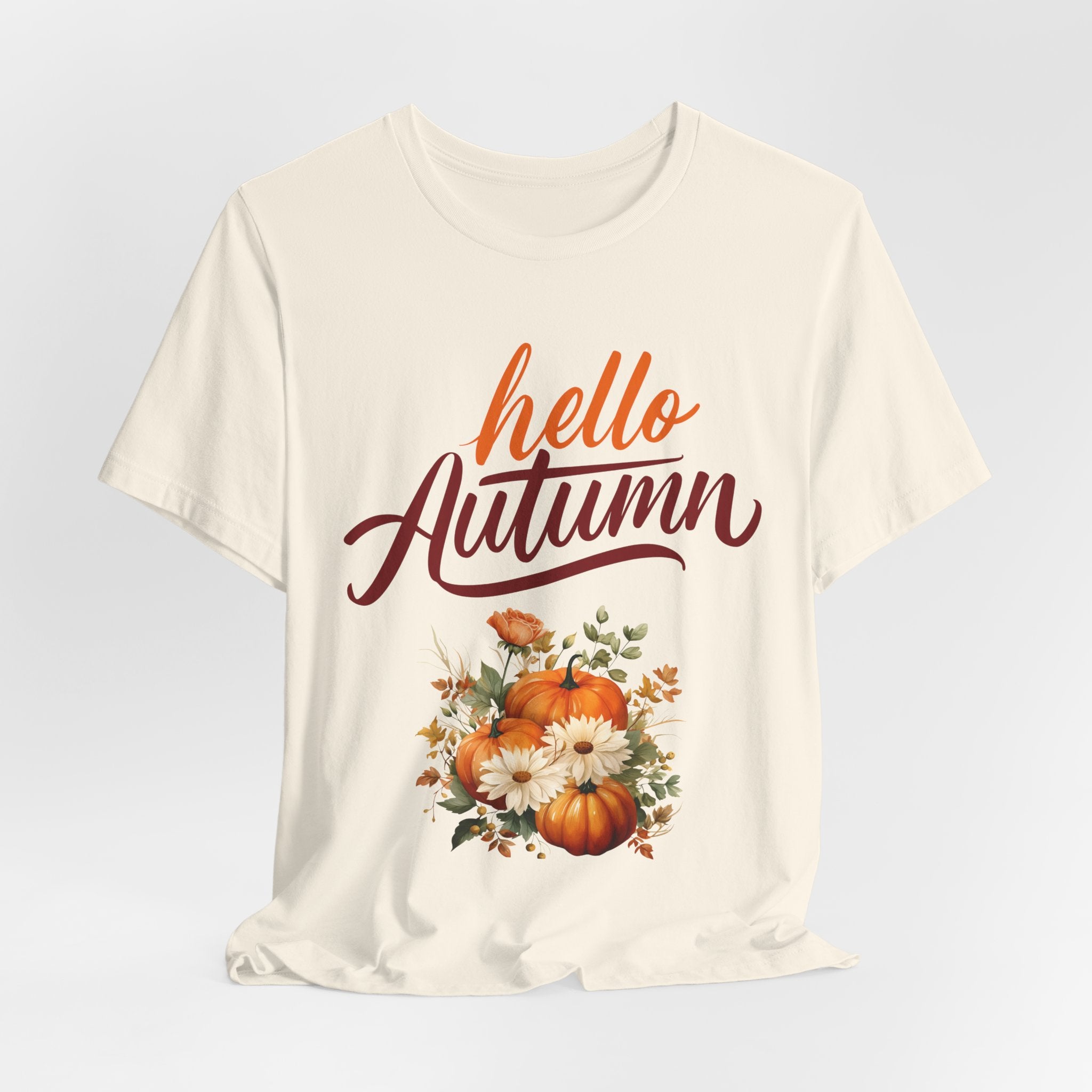 Hello Autumn Fall Shirt – Pumpkin Floral Tee | Cozy Thanksgiving Outfit for Women