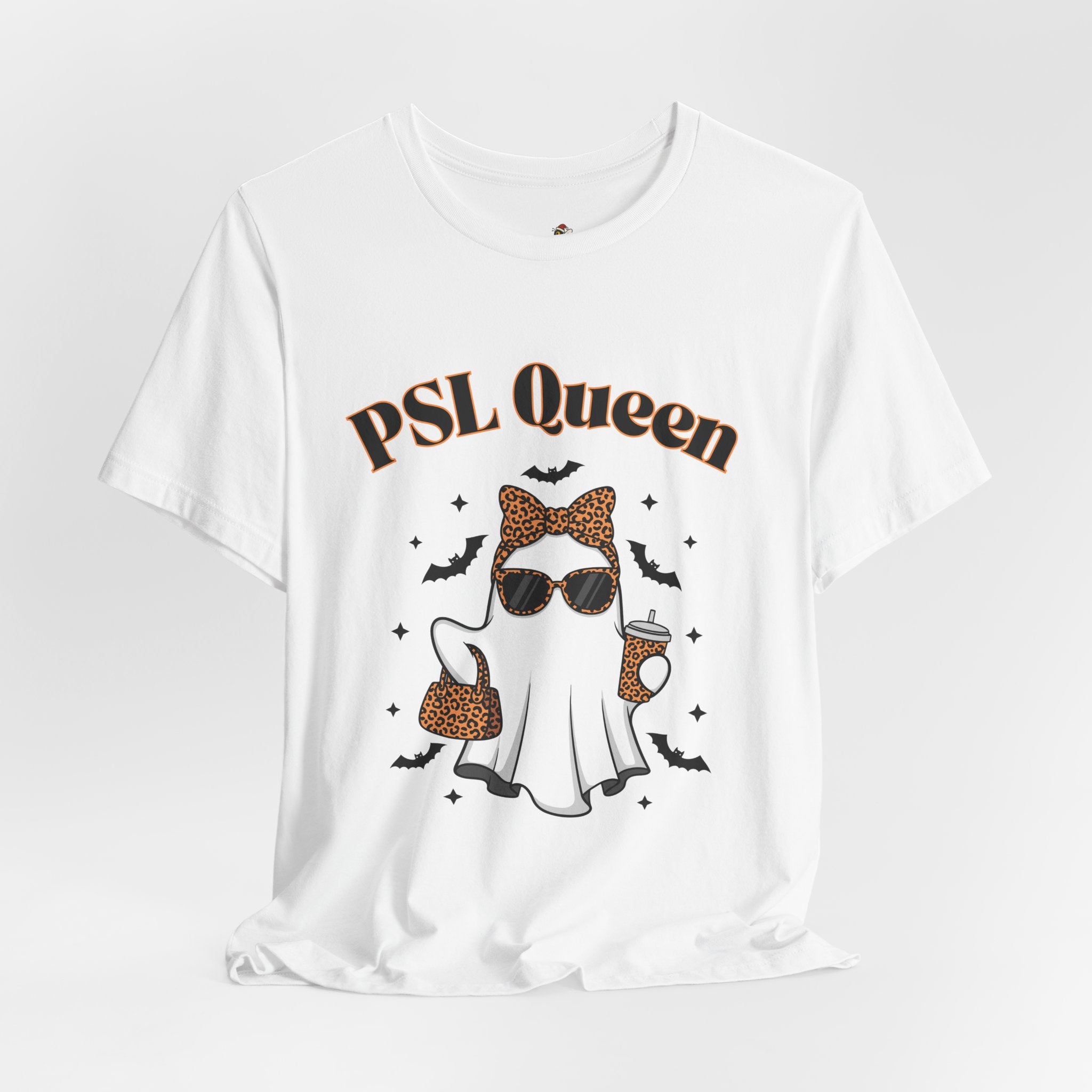 PSL Queen – Leopard Print Ghost Halloween Shirt, Fall T-Shirt, Halloween Shirt, Pumpkin Spice Lover Gift, Unisex Graphic Tee