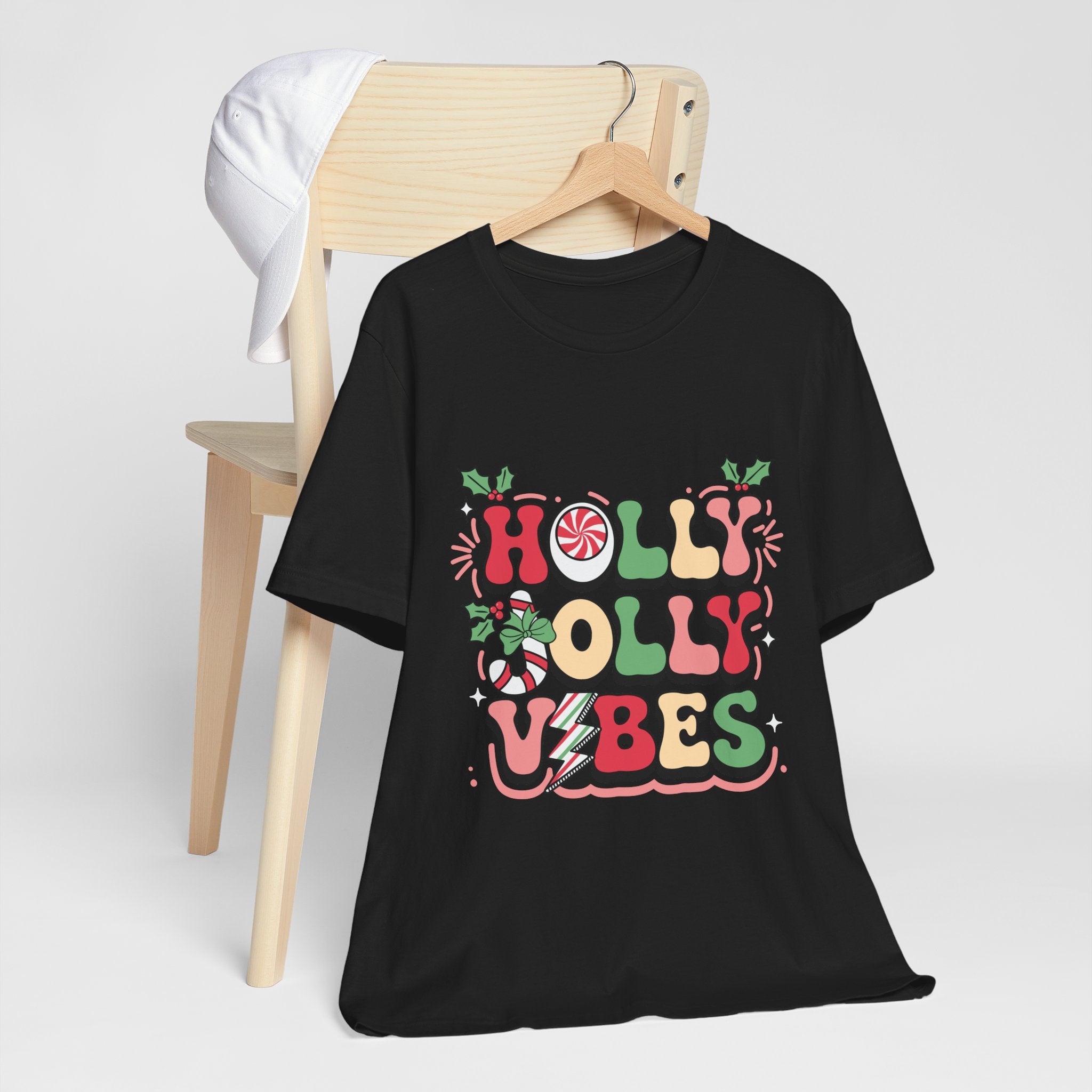 Holly Jolly Vibes Retro Christmas T-Shirt – Festive Holiday Tee | Groovy Christmas Shirt for Women & Men