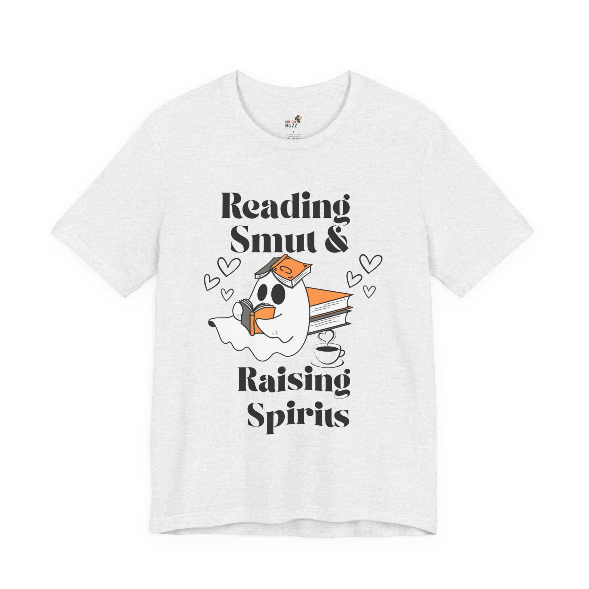 Reading Smut & Raising Spirits Shirt | Funny Ghost Book Lover Tee | Cozy Halloween T-Shirt for Women & Readers