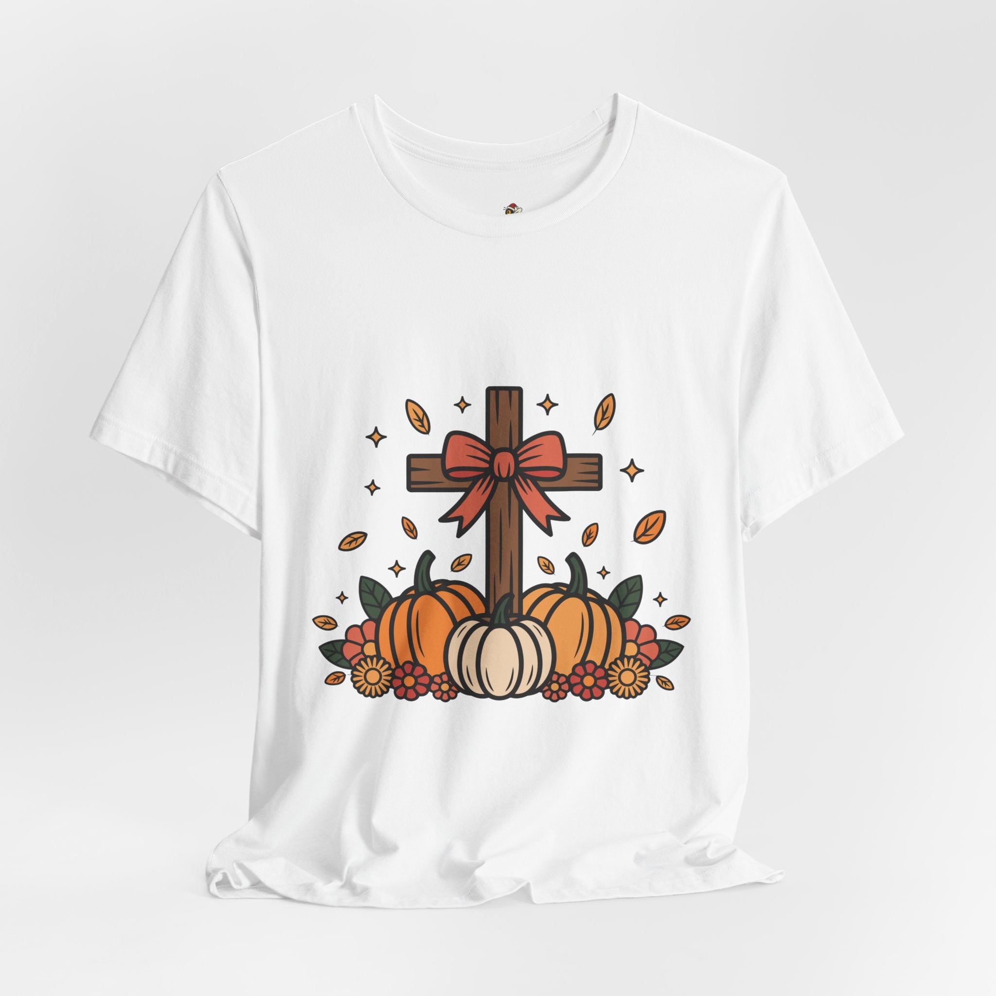 Faith & Fall Cross Tee – Christian Thanksgiving Shirt | Grateful Heart Fall Graphic Tee