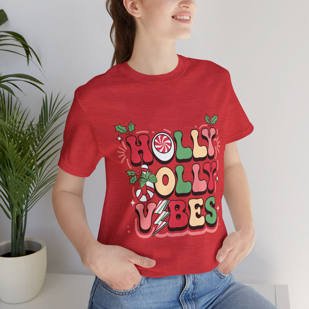 Holly Jolly Vibes Retro Christmas T-Shirt – Festive Holiday Tee | Groovy Christmas Shirt for Women & Men