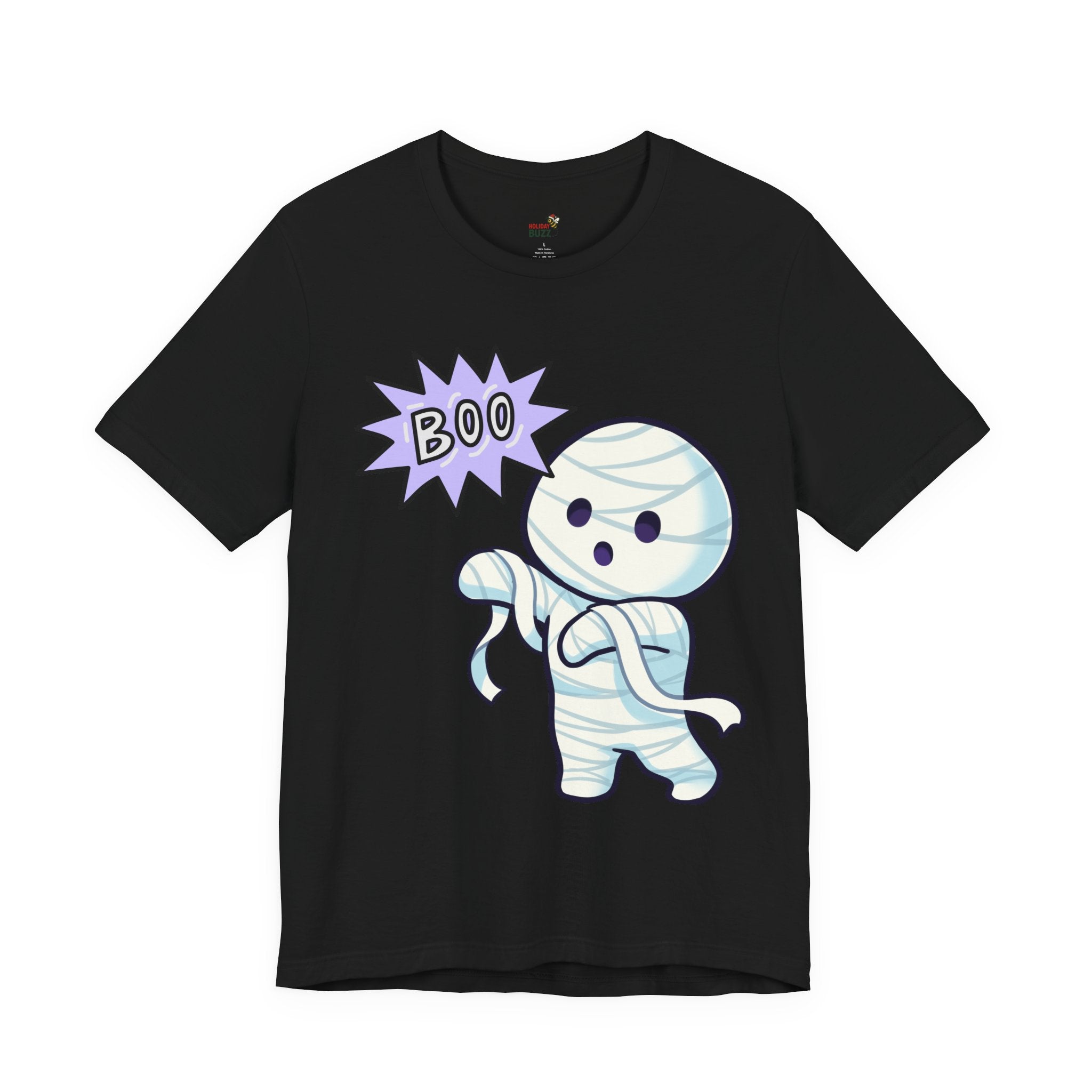 BOO Mummy Halloween T-Shirt – Cute Cartoon Mummy Graphic Tee | Funny Spooky Season Shirt | Family-Friendly Halloween Top