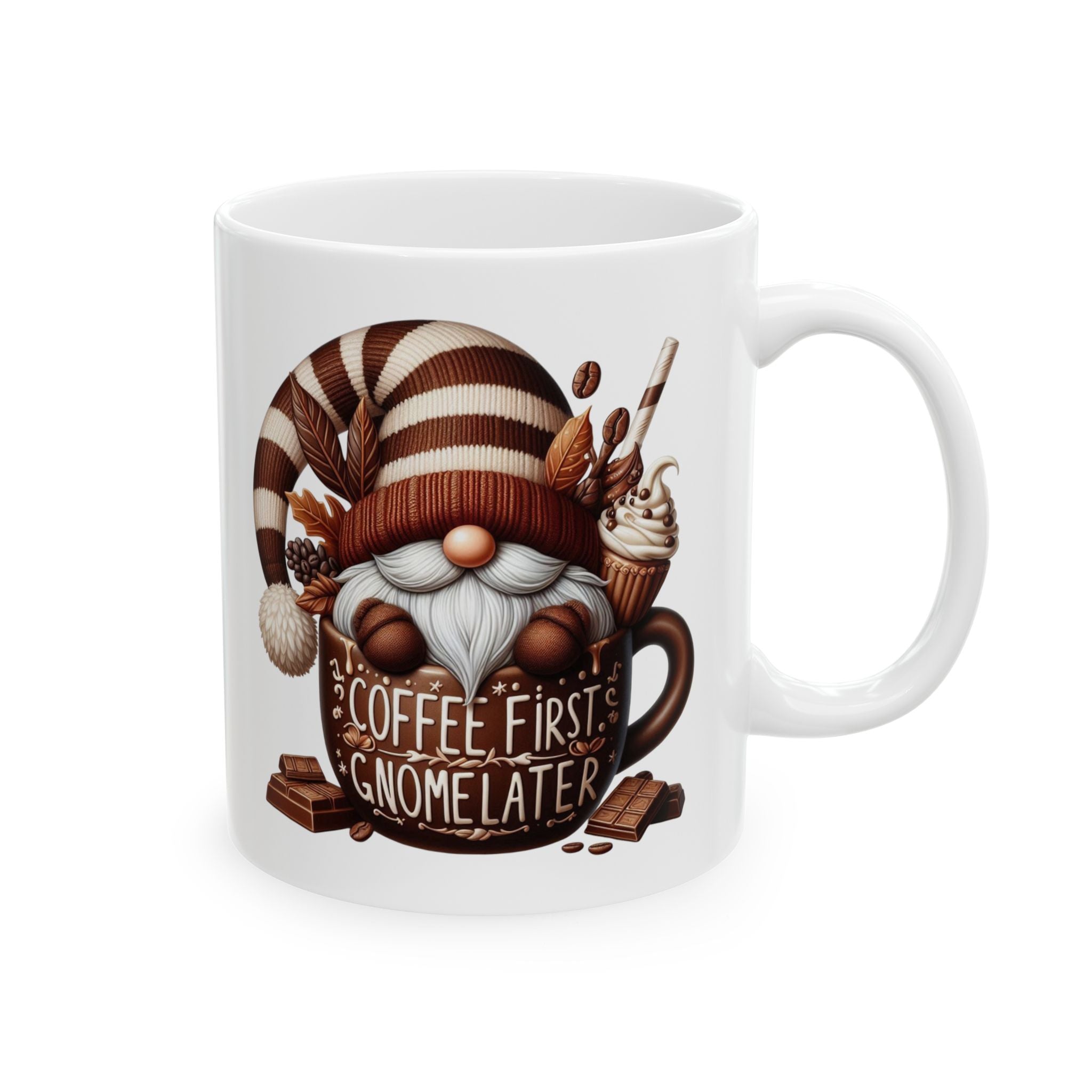 Coffee First Gnome Later Mug – Funny Holiday Coffee Cup | Cozy Christmas Gift for Coffee Lovers