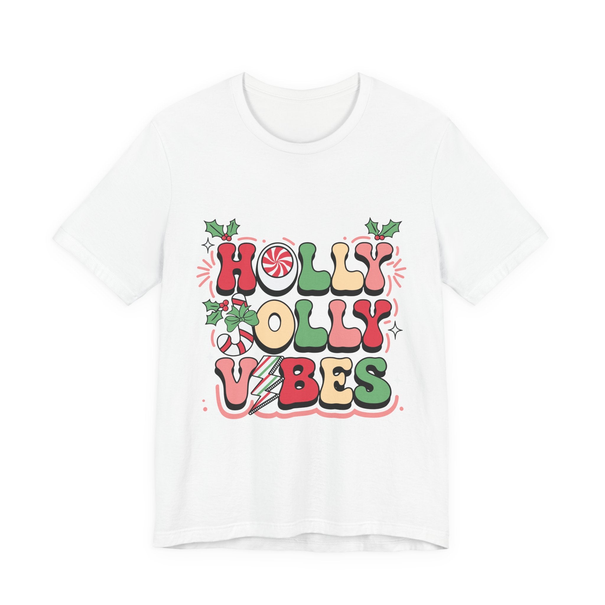 Holly Jolly Vibes Retro Christmas T-Shirt – Festive Holiday Tee | Groovy Christmas Shirt for Women & Men