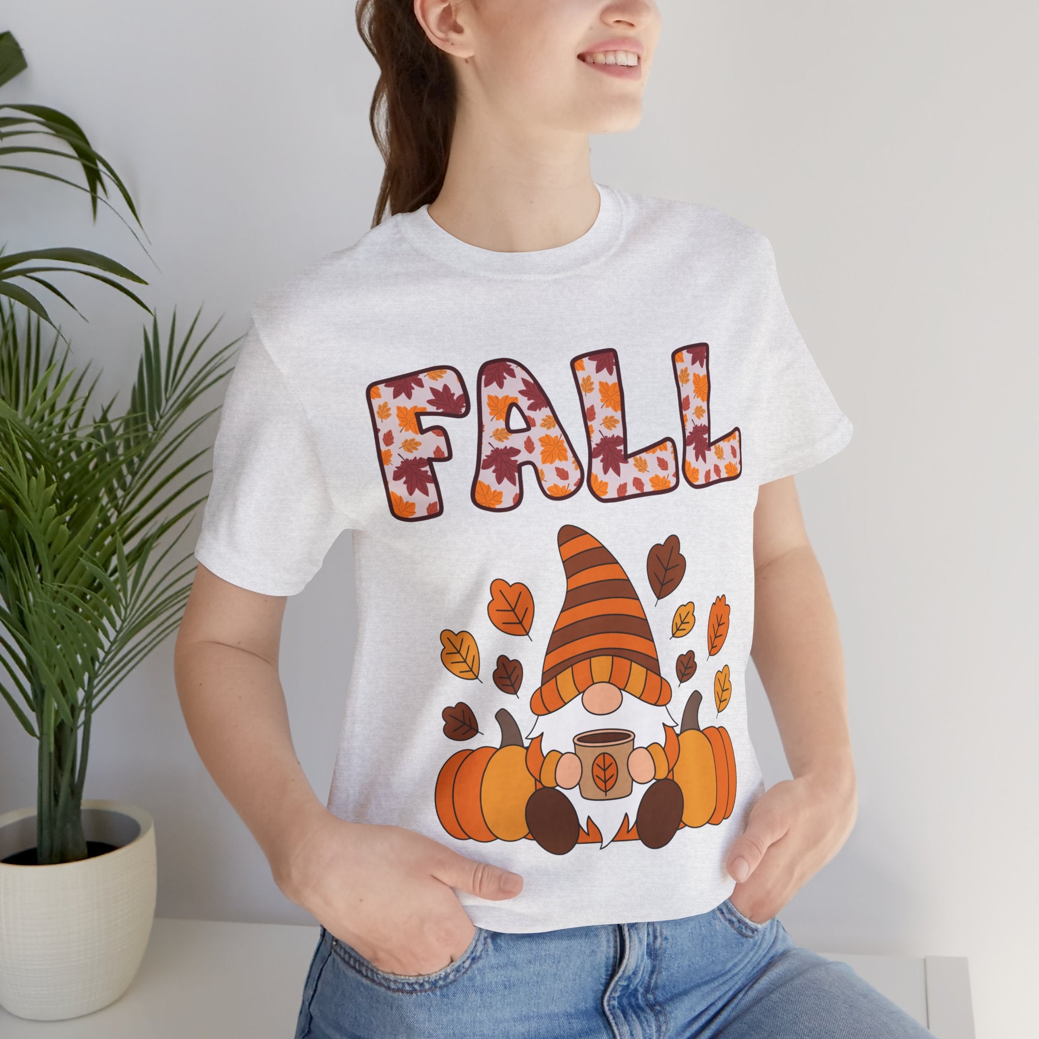Fall Gnome Shirt – Cozy Autumn Coffee Tee | Cute Pumpkin and Leaves T-Shirt for Women