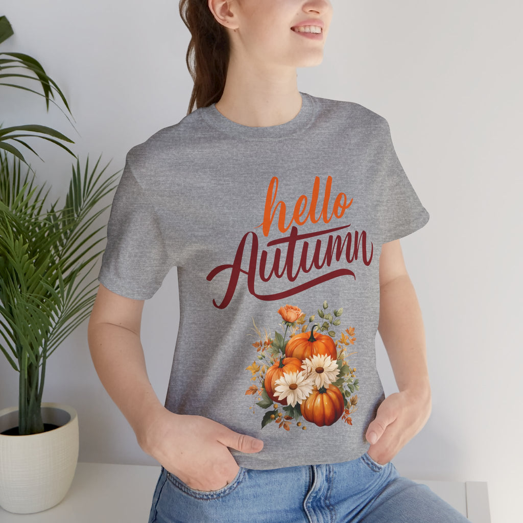 Hello Autumn Fall Shirt – Pumpkin Floral Tee | Cozy Thanksgiving Outfit for Women