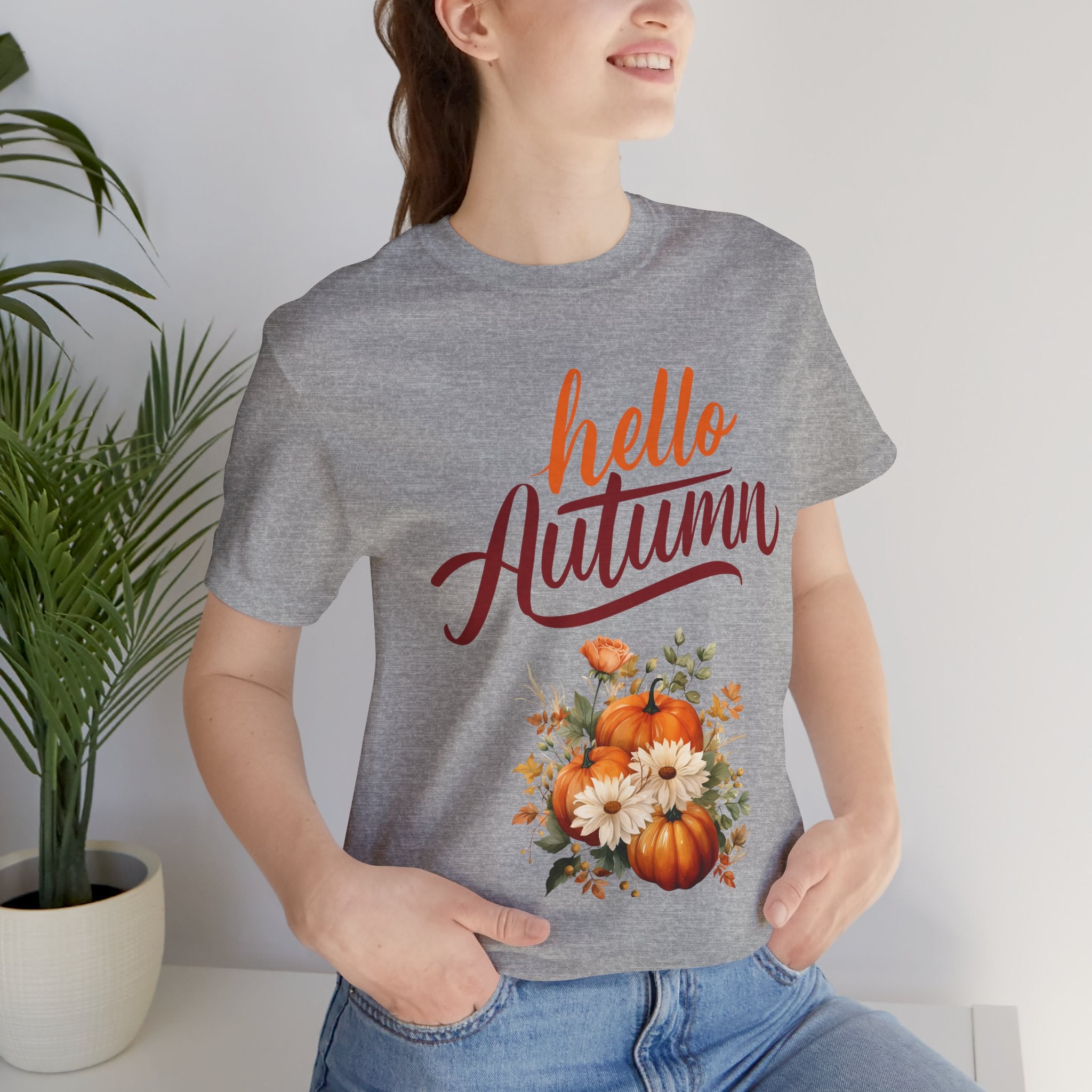 Hello Autumn Fall Shirt – Pumpkin Floral Tee | Cozy Thanksgiving Outfit for Women