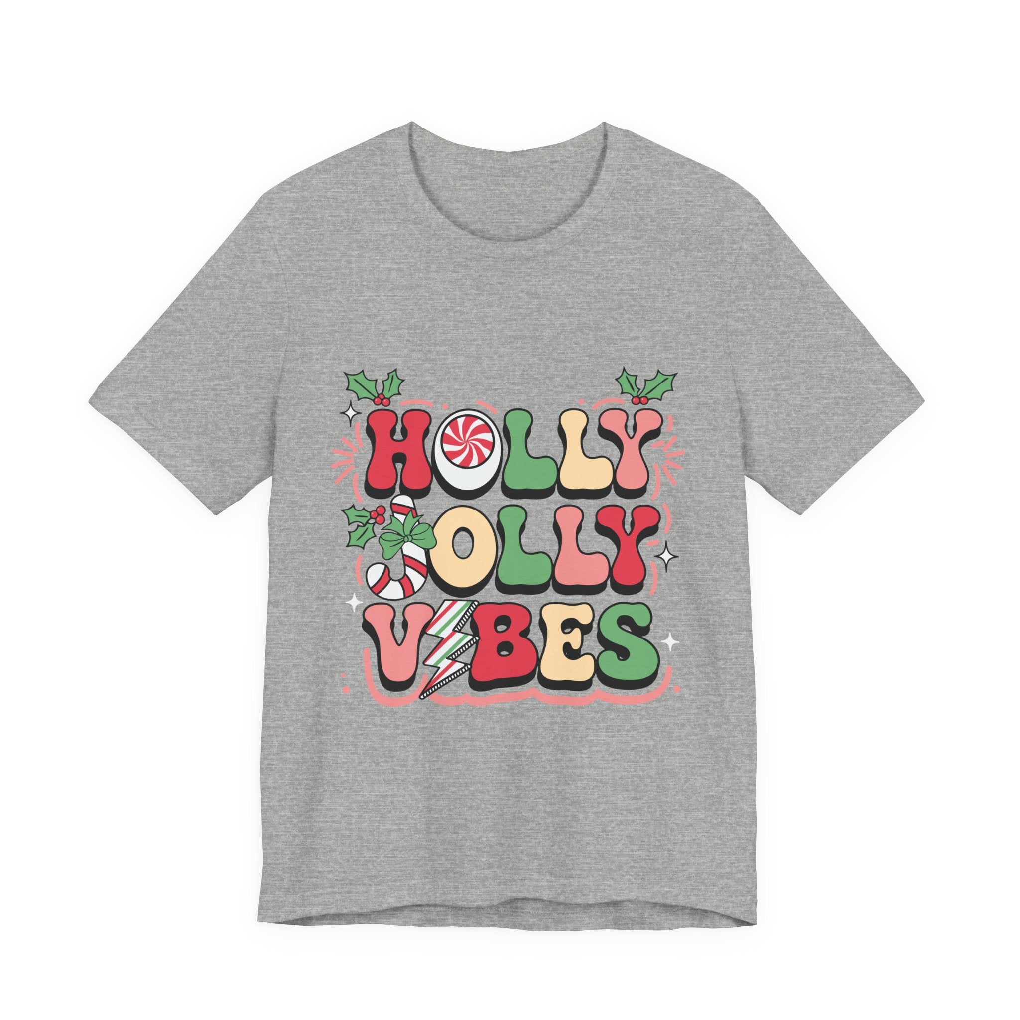 Holly Jolly Vibes Retro Christmas T-Shirt – Festive Holiday Tee | Groovy Christmas Shirt for Women & Men