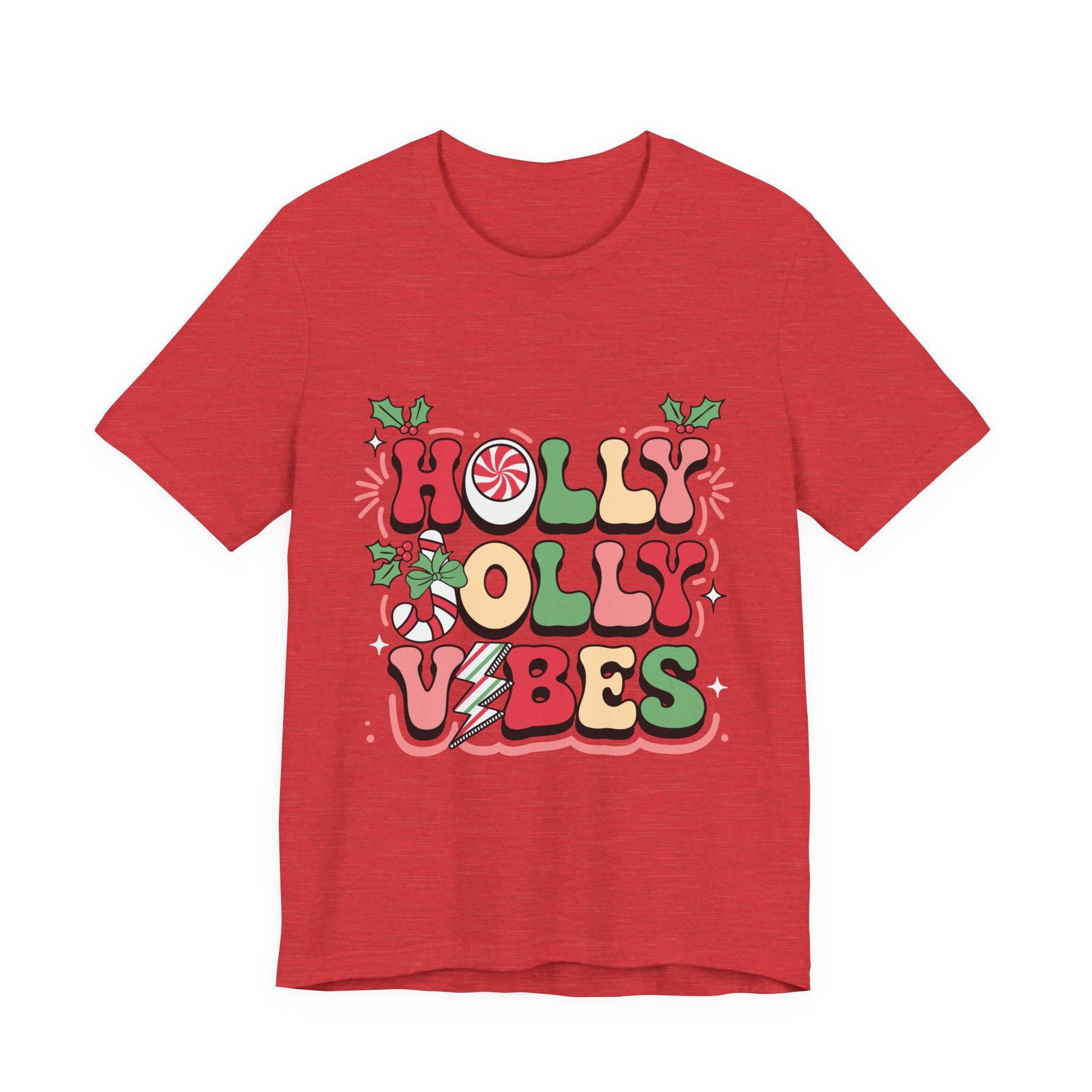 Holly Jolly Vibes Retro Christmas T-Shirt – Festive Holiday Tee | Groovy Christmas Shirt for Women & Men