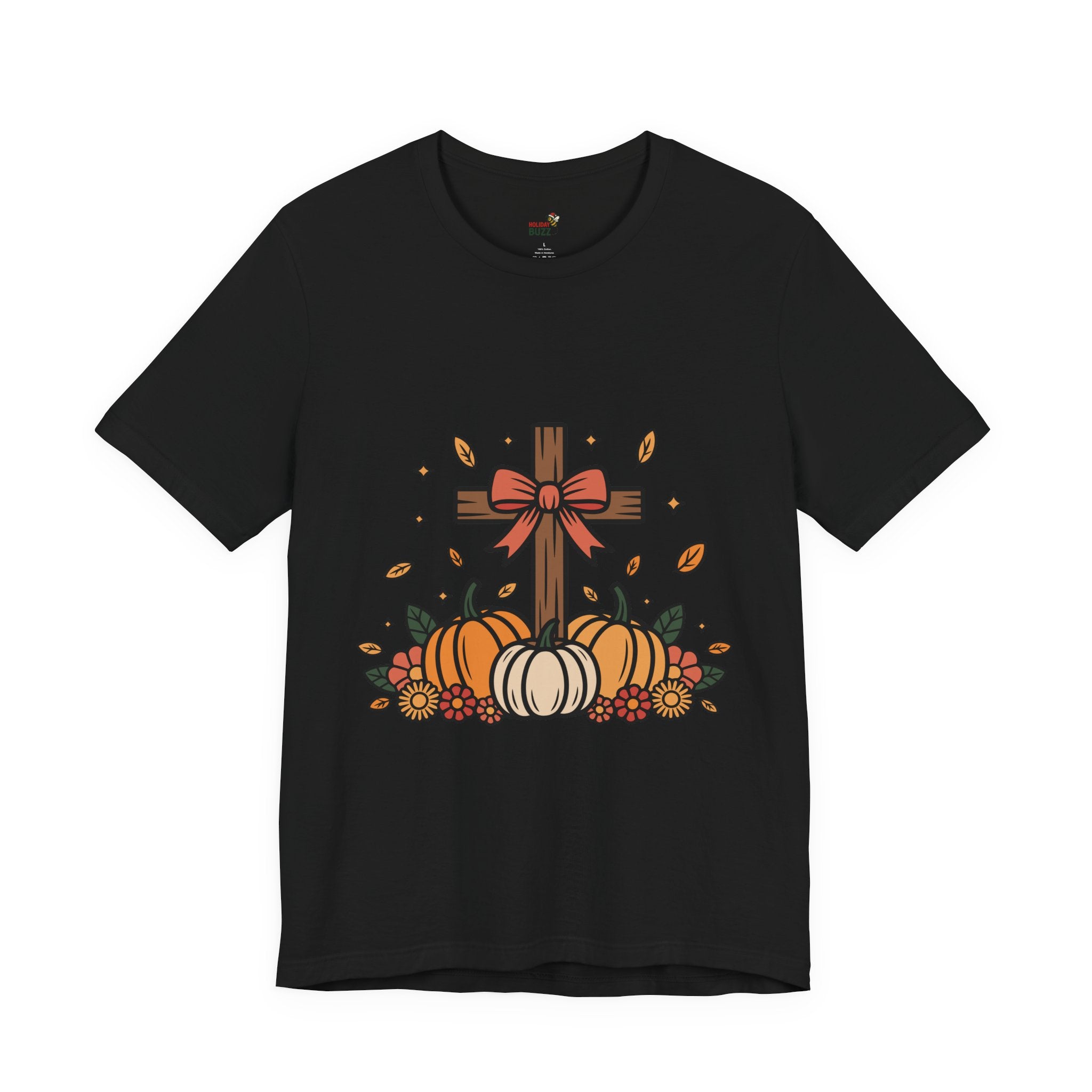 Faith & Fall Cross Tee – Christian Thanksgiving Shirt | Grateful Heart Fall Graphic Tee