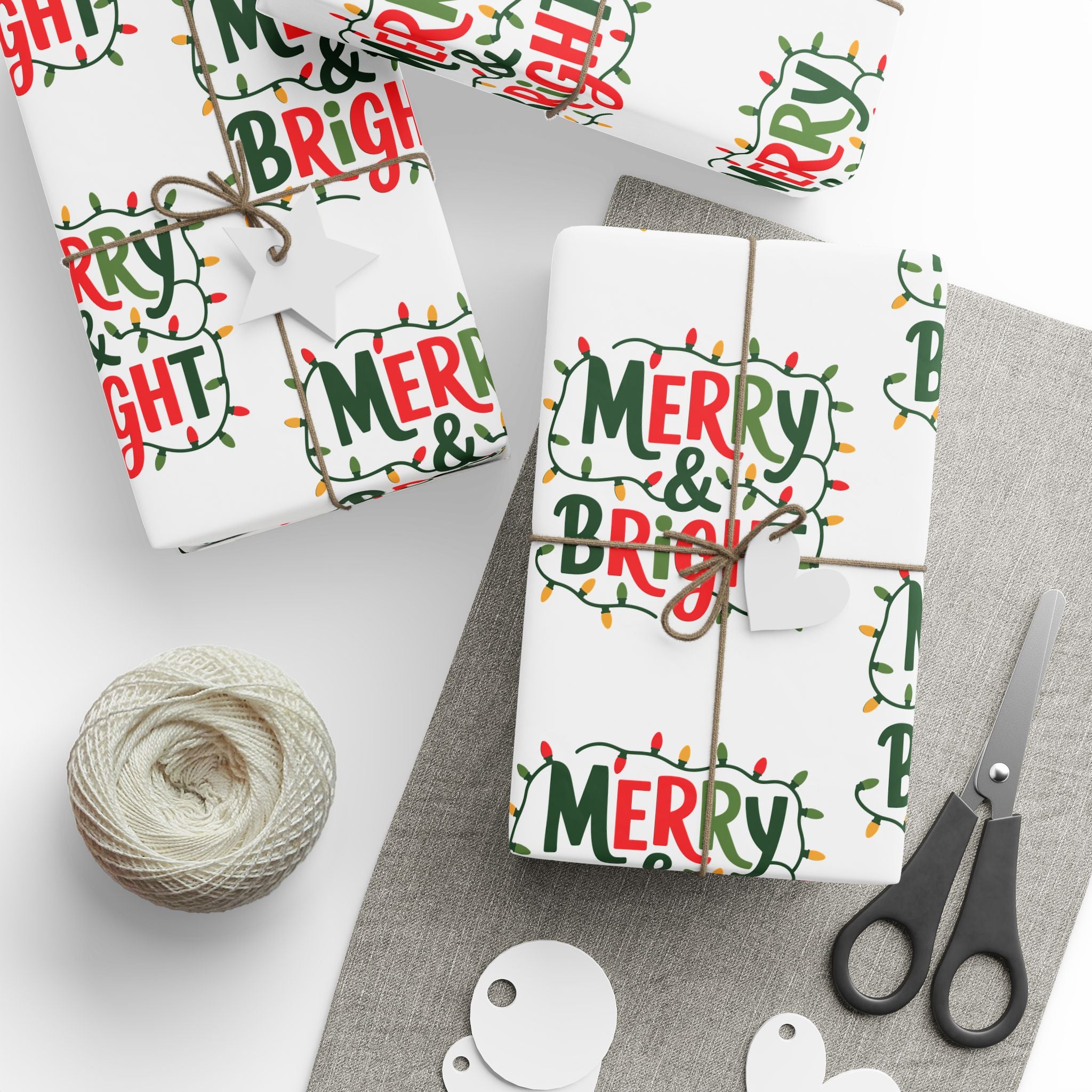 Merry & Bright Wrapping Paper - Festive Gift Wrap for Holiday Cheer