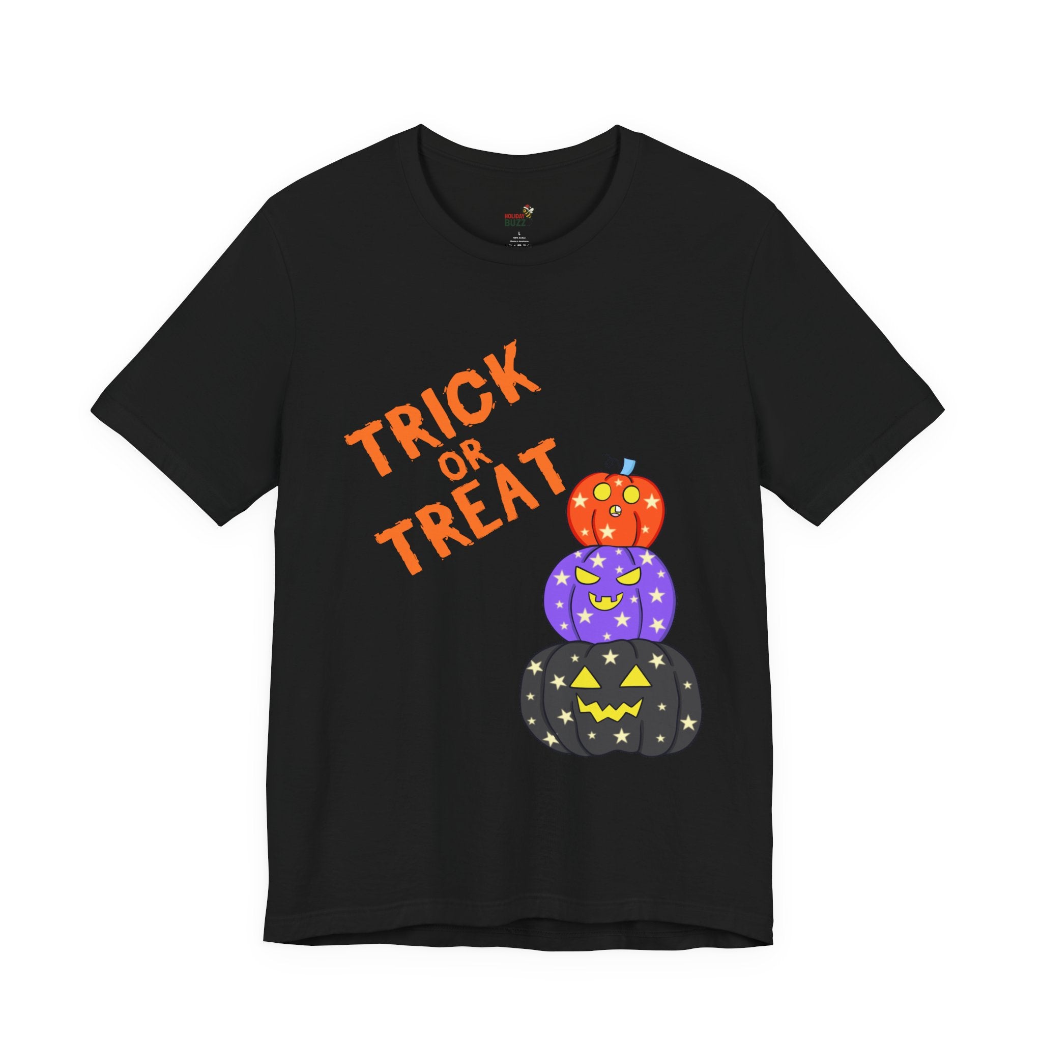 Trick or Treat Halloween T-Shirt – Cute Pumpkin Stack Graphic Tee | Spooky Season Shirt | Family Fall Outfit