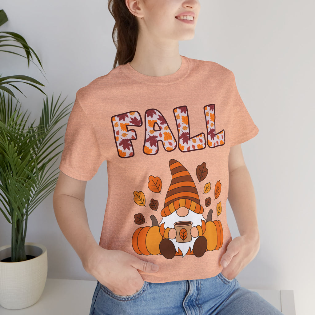 Fall Gnome Shirt – Cozy Autumn Coffee Tee | Cute Pumpkin and Leaves T-Shirt for Women