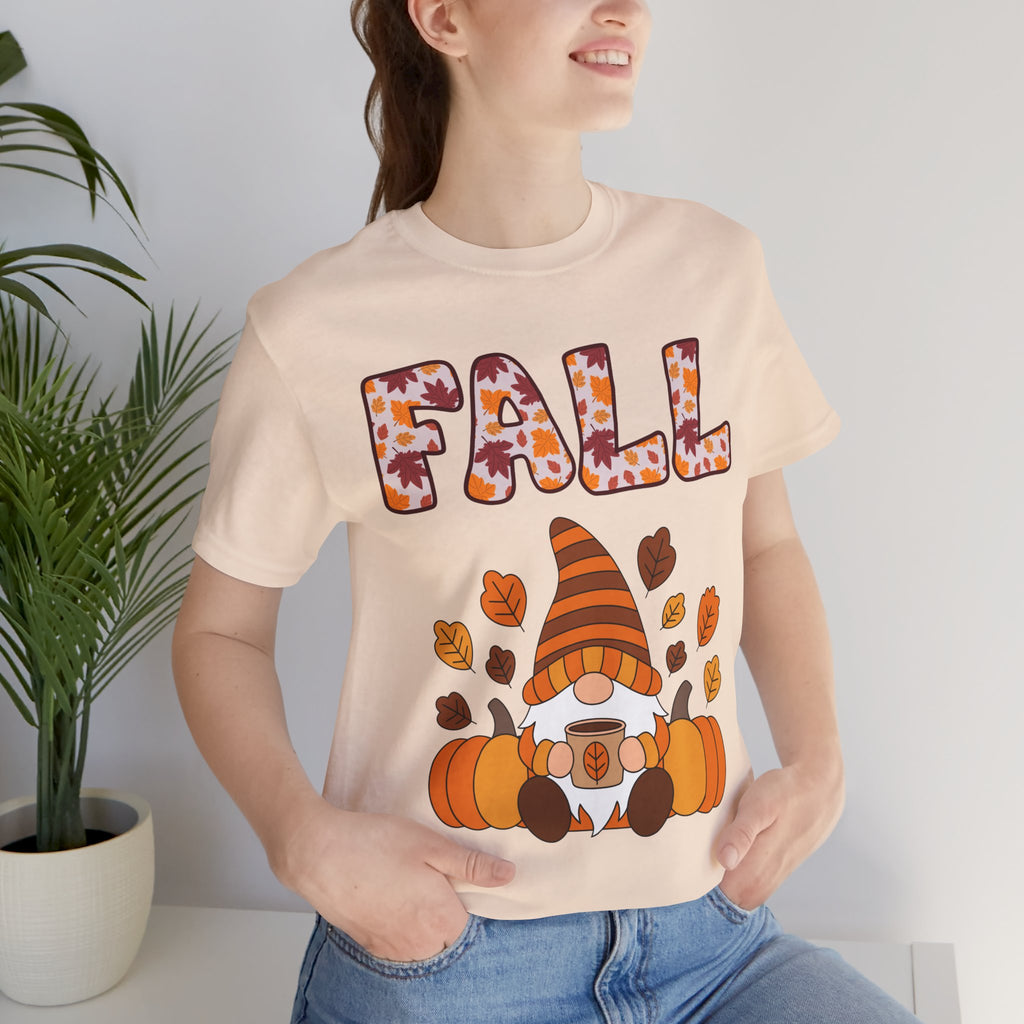 Fall Gnome Shirt – Cozy Autumn Coffee Tee | Cute Pumpkin and Leaves T-Shirt for Women