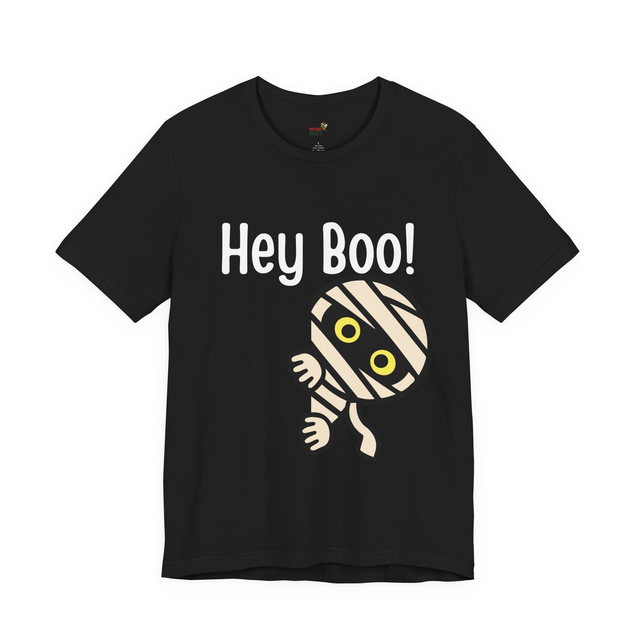Hey Boo! Halloween T-Shirt – Cute Mummy Graphic Tee | Funny Spooky Season Shirt | Halloween Outfit Idea