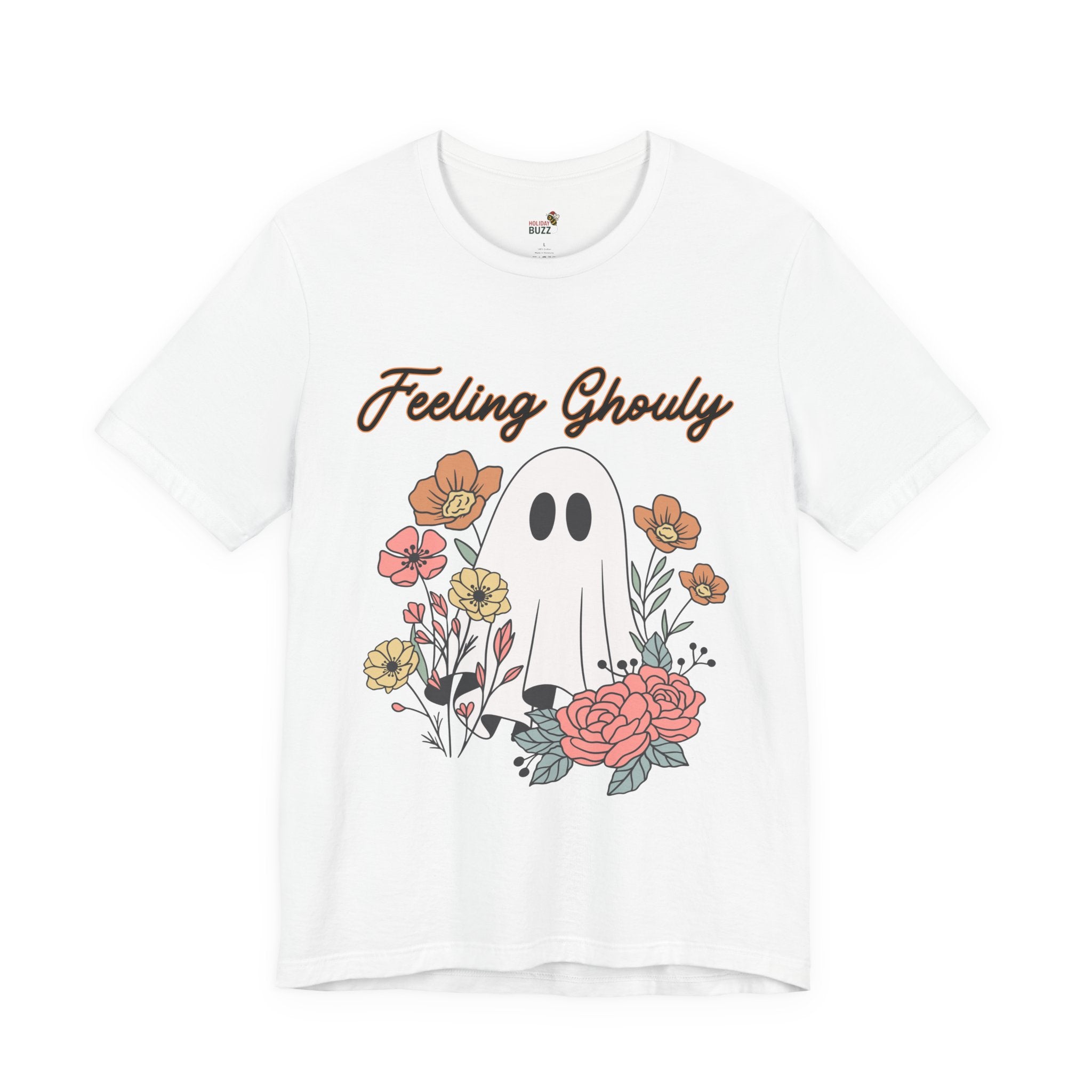 Feeling Ghouly Halloween T-Shirt – Cute Floral Ghost Tee | Fall Aesthetic Shirt | Cozy Spooky Season Outfit