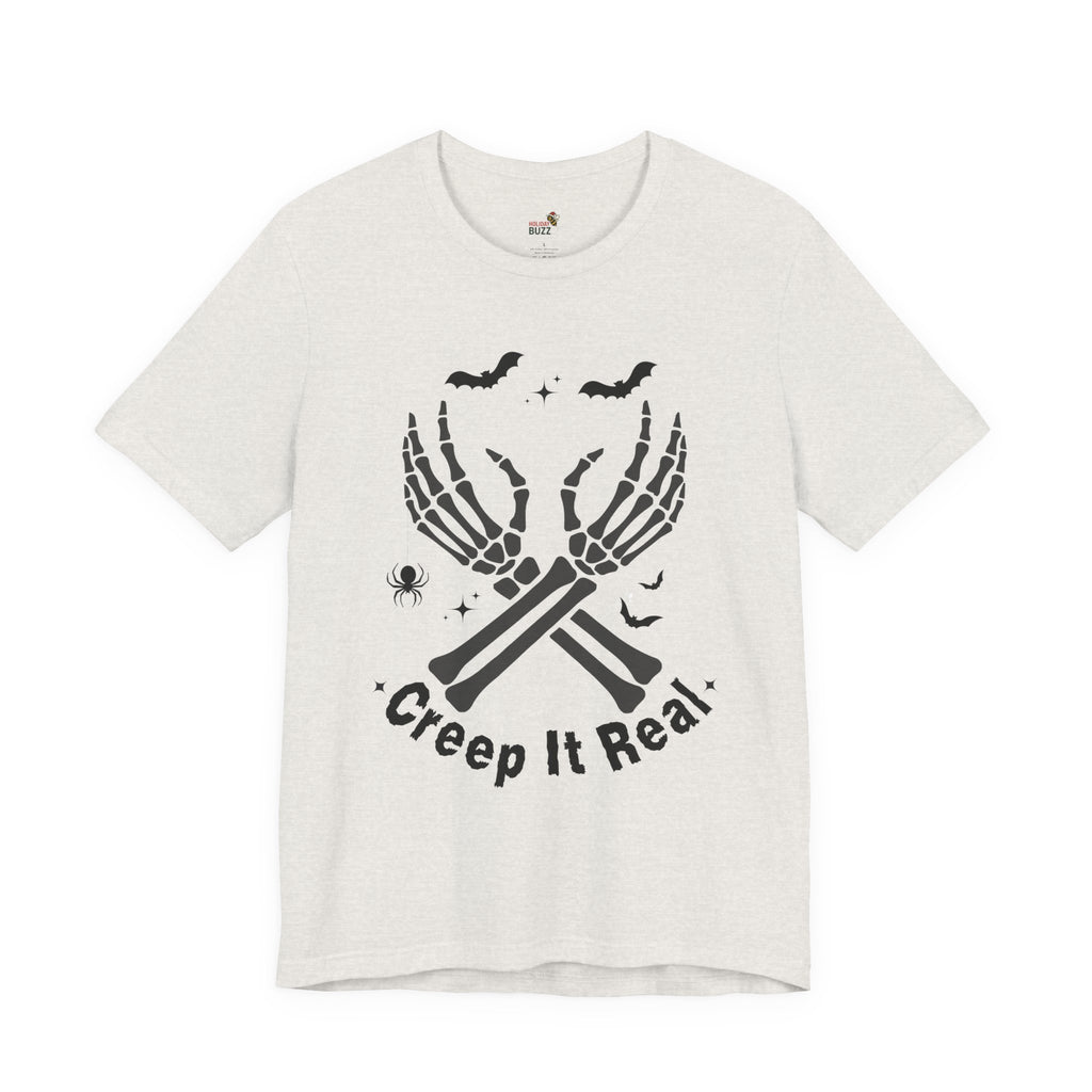 Creep It Real Halloween T-Shirt – Skeleton Hands Graphic Tee | Funny Spooky Season Shirt | Cute Creepy Fall Outfit