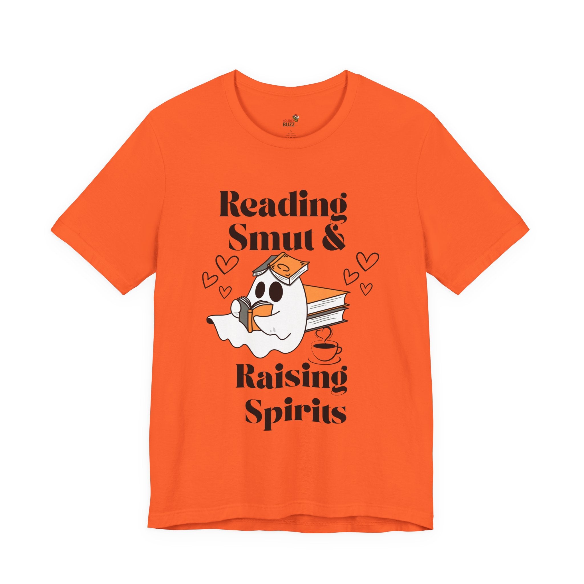 Reading Smut & Raising Spirits Shirt | Funny Ghost Book Lover Tee | Cozy Halloween T-Shirt for Women & Readers