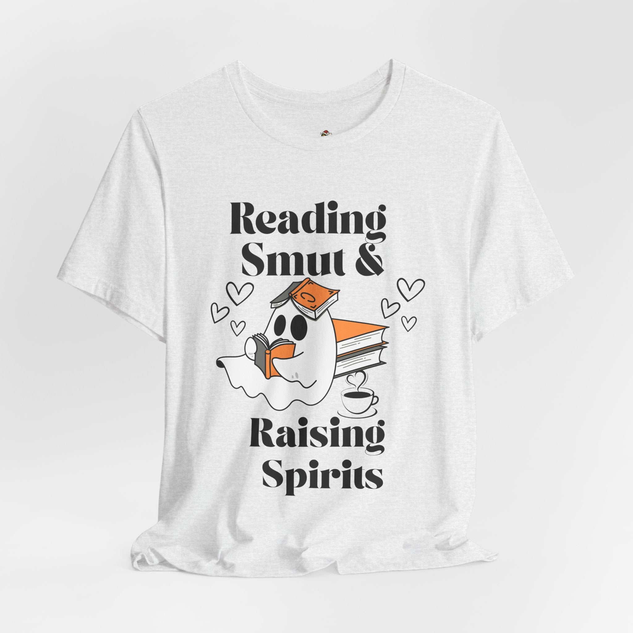 Reading Smut & Raising Spirits Shirt | Funny Ghost Book Lover Tee | Cozy Halloween T-Shirt for Women & Readers